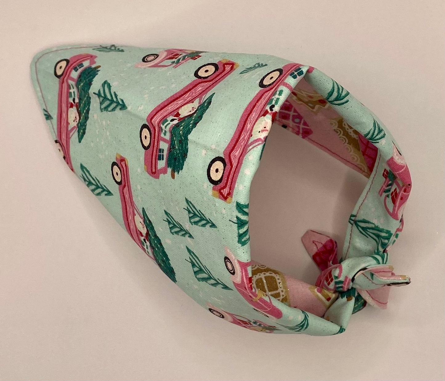 Tie On Dog Bandana, Reversible Dog Bandana, Glitter Gingerbread Houses & Cars