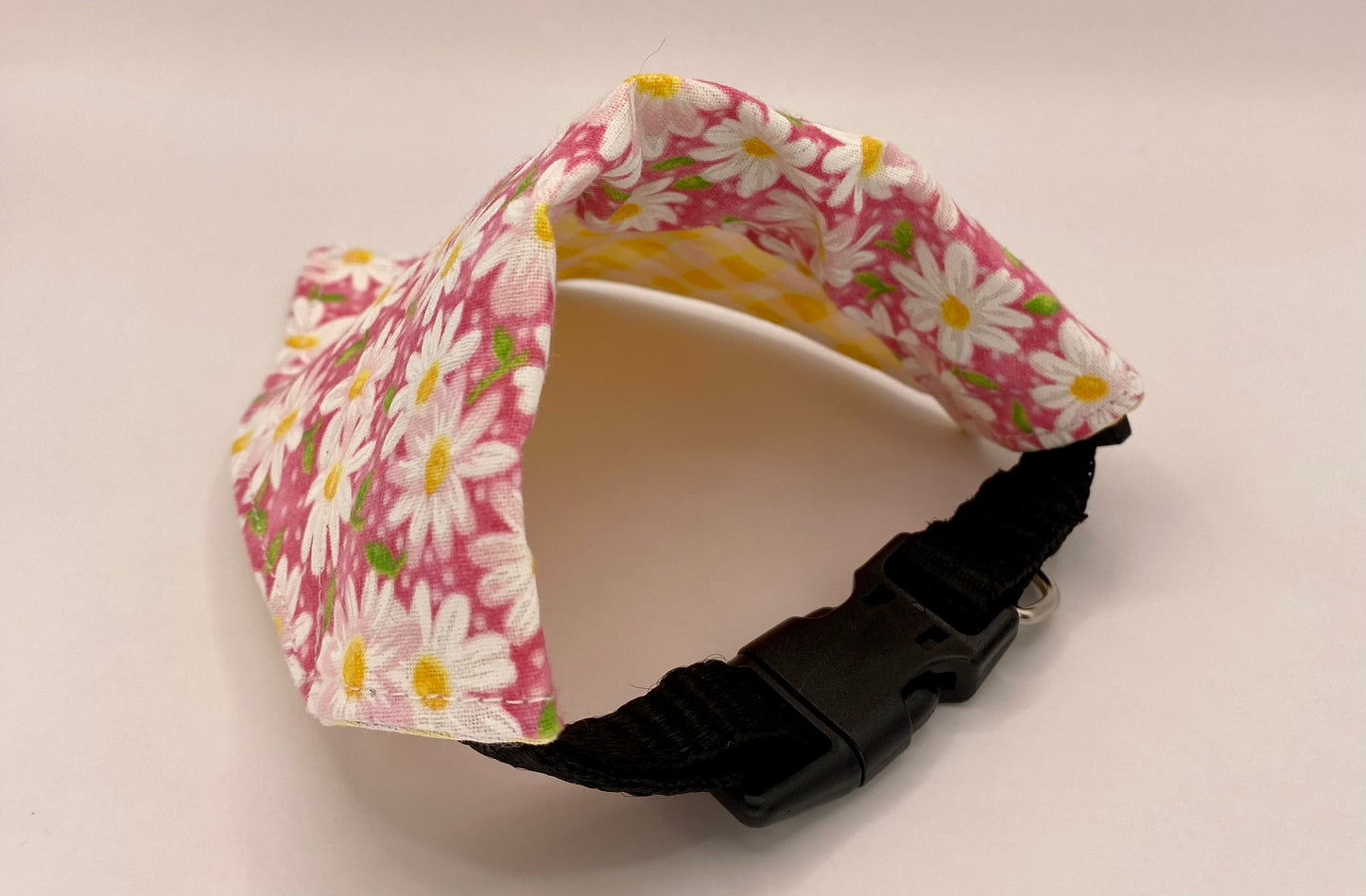 Over the Collar Dog Bandana, Reversible Dog Bandana, Daisies & Yellow Plaid
