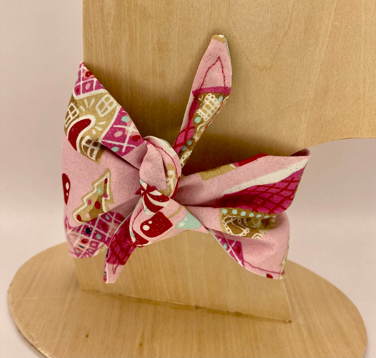 Tie On Dog Bandana, Reversible Dog Bandana, Glitter Gingerbread Houses & Cars