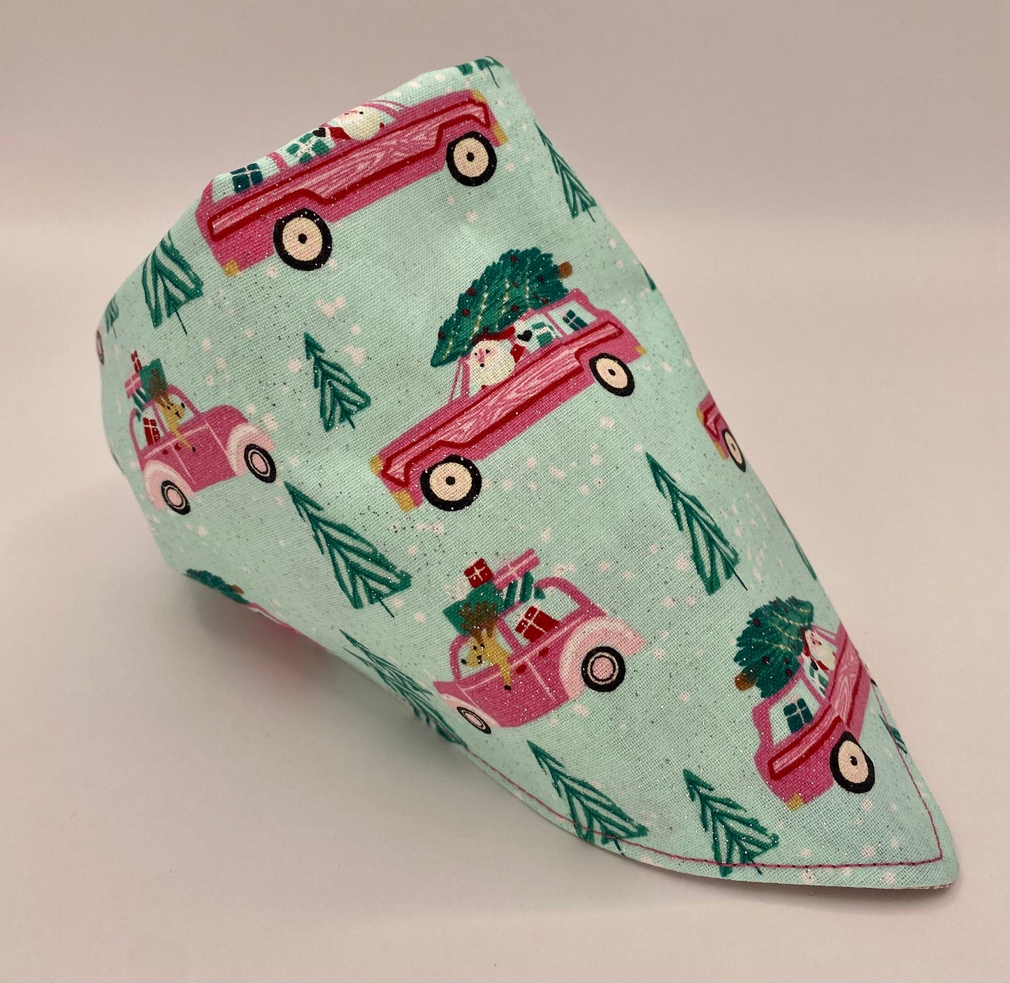 Tie On Dog Bandana, Reversible Dog Bandana, Glitter Gingerbread Houses & Cars