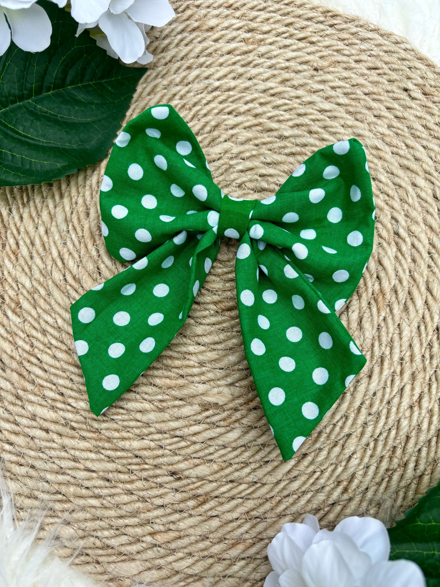 Sailor Dog Bow Tie, Green Poka Dot