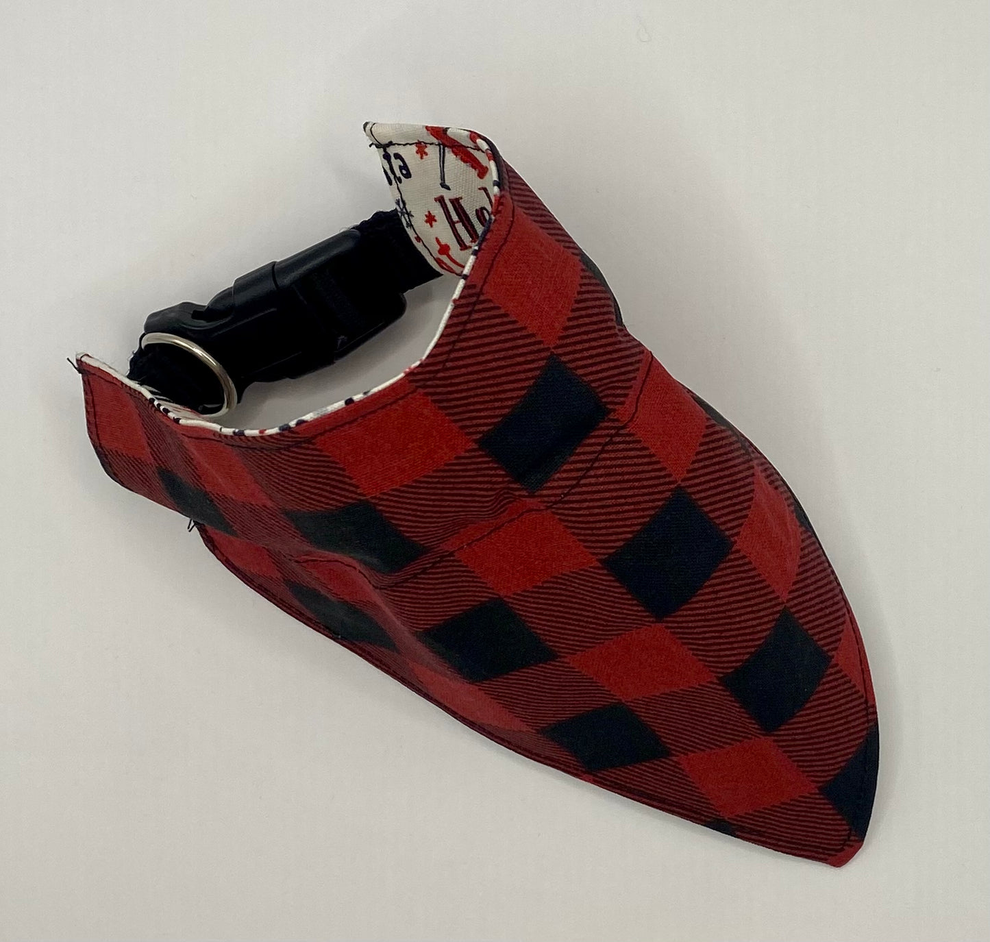 Over the Collar Dog Bandana, Reversible Dog Bandana, Holly Golly Buffalo Plaid