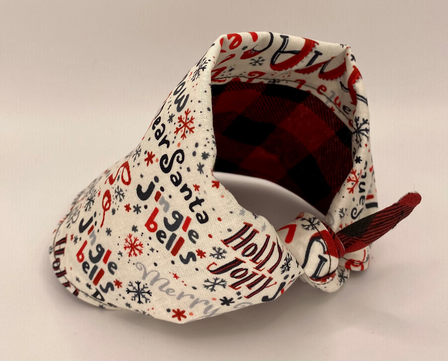 Tie On Dog Bandana, Reversible Dog Bandana, Holly Golly Buffalo Plaid