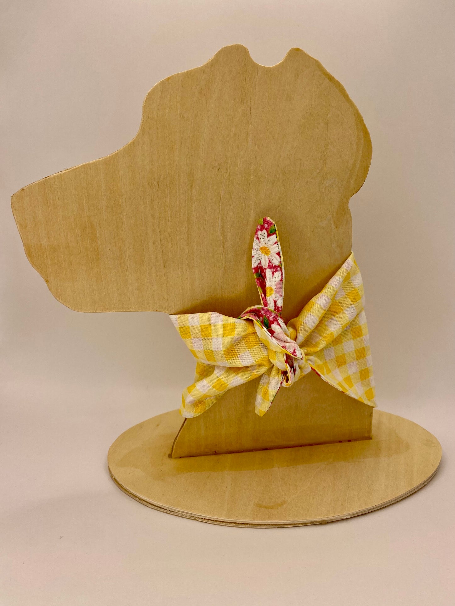 Tie on Dog Bandana, Reversible Dog Bandana, Yellow Plaid Daisies