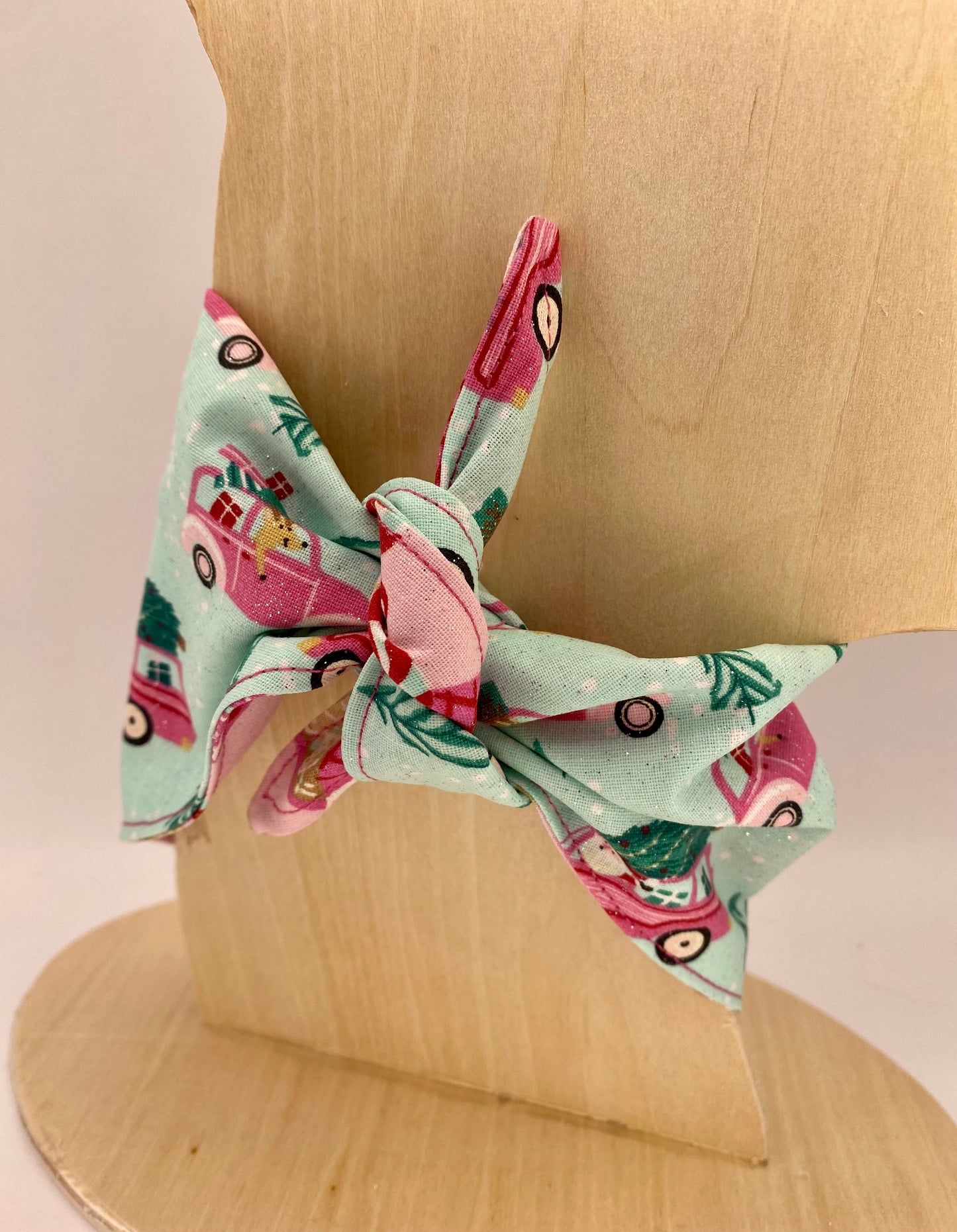 Tie On Dog Bandana, Reversible Dog Bandana, Glitter Gingerbread Houses & Cars