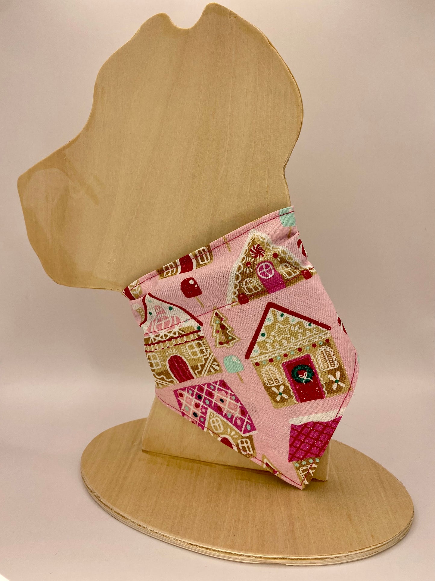 Over the Collar Dog Bandana, Reversible Dog Bandana, Glitter Gingerbread houses & Cars