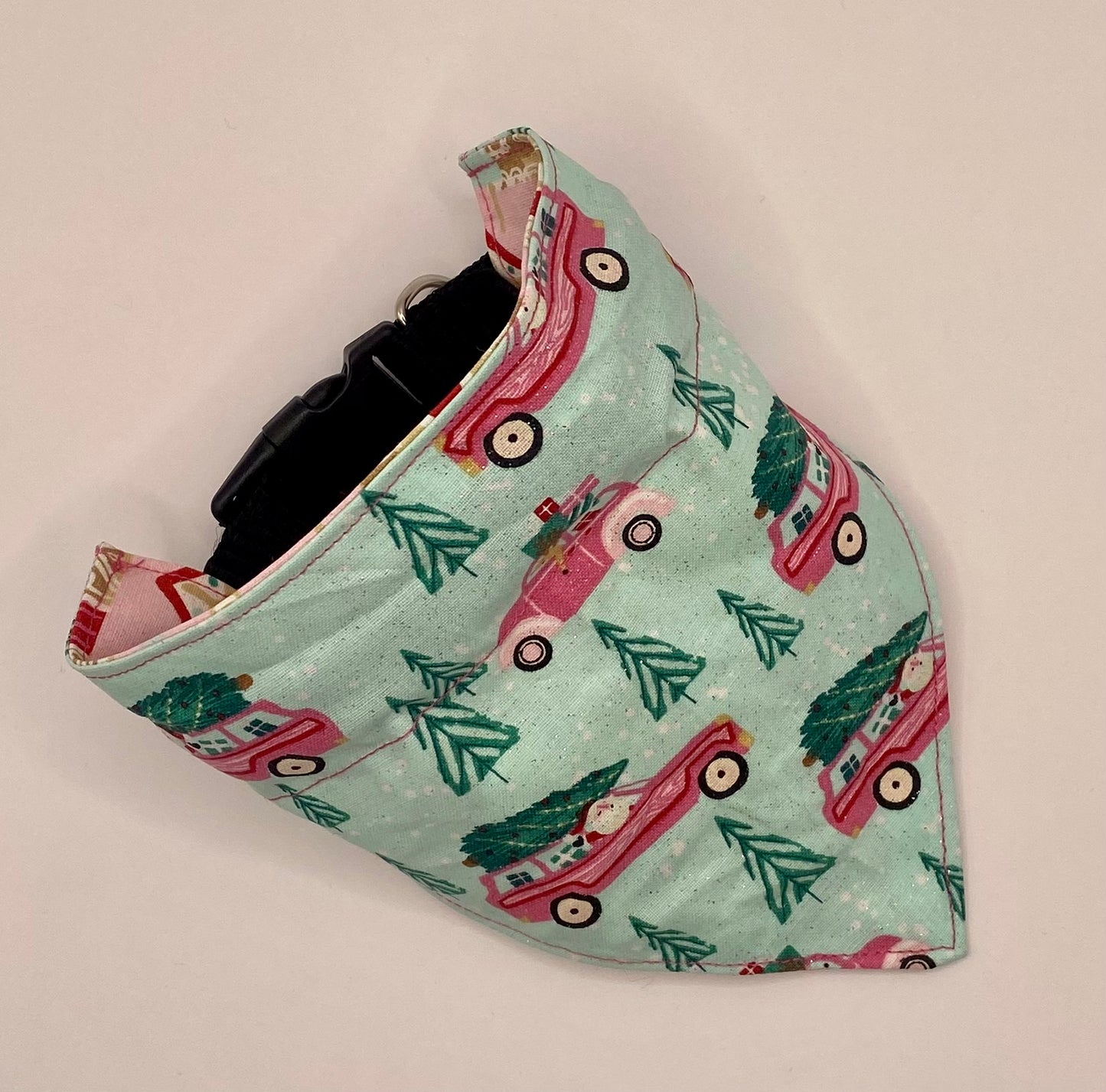 Over the Collar Dog Bandana, Reversible Dog Bandana, Glitter Gingerbread houses & Cars