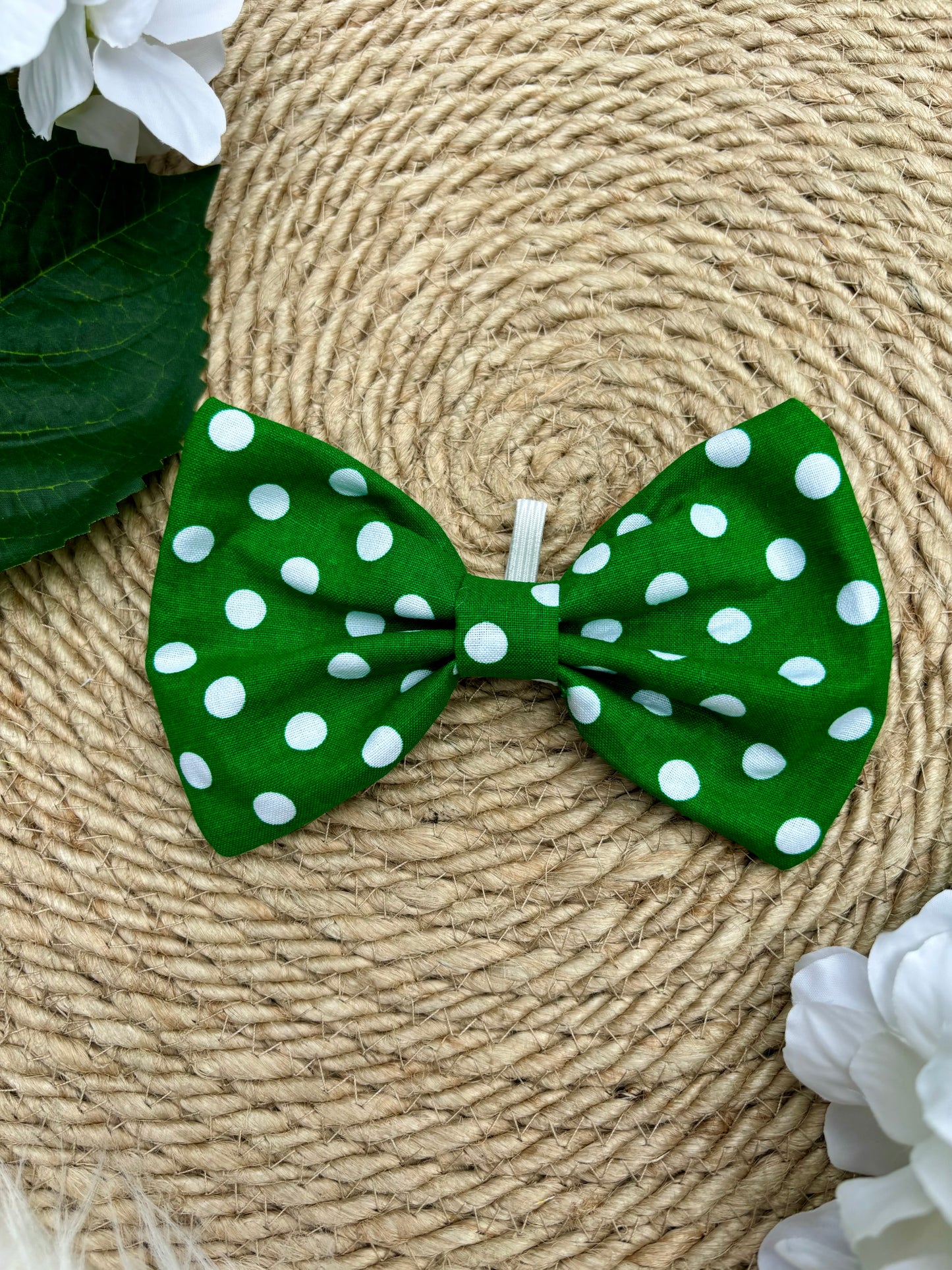 Dog Bow Tie, Green Poka Dot