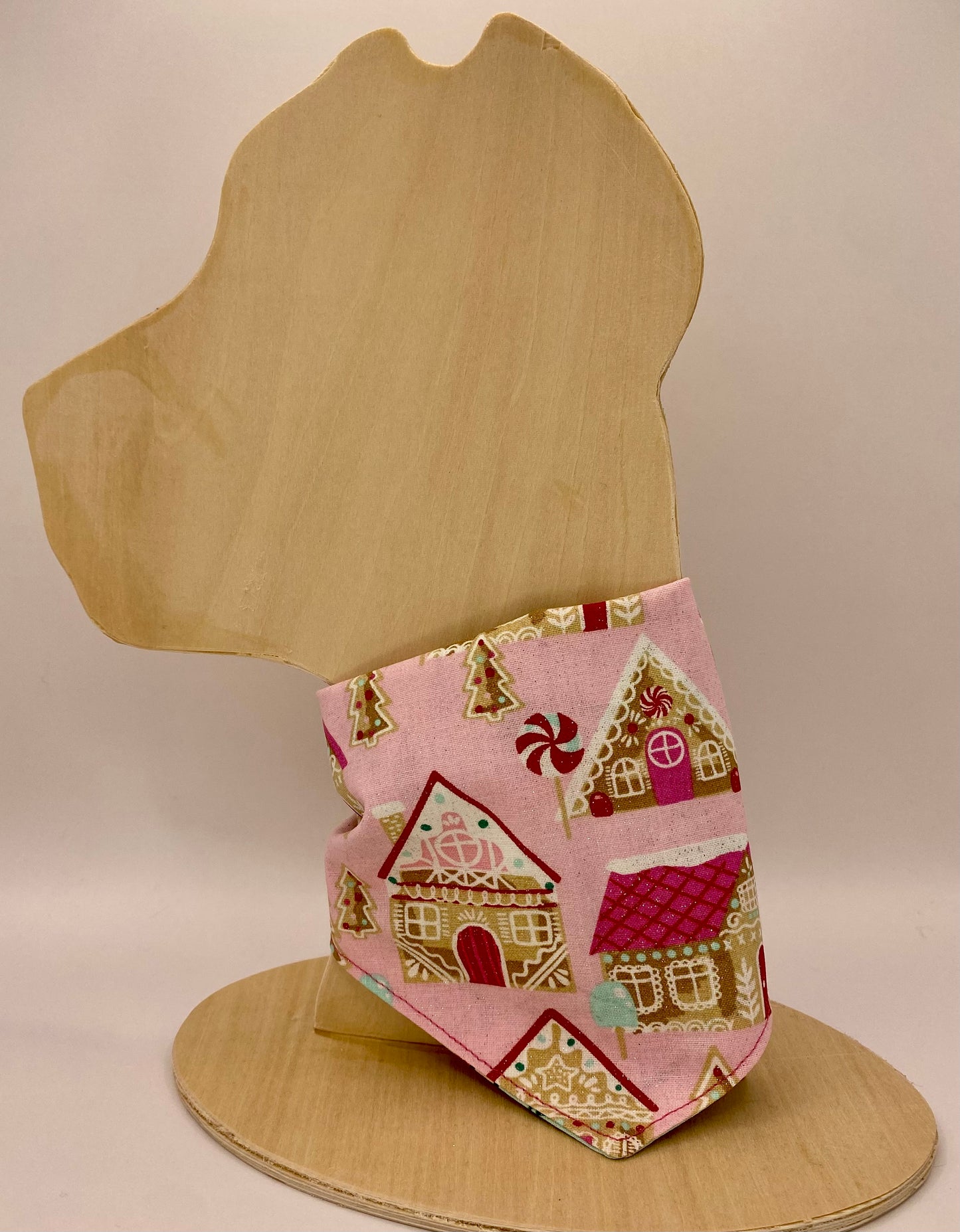 Tie On Dog Bandana, Reversible Dog Bandana, Glitter Gingerbread Houses & Cars
