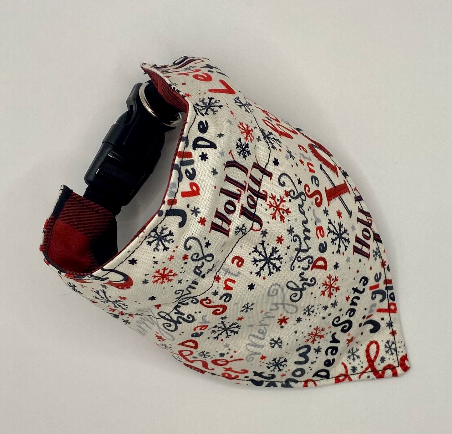 Over the Collar Dog Bandana, Reversible Dog Bandana, Holly Golly Buffalo Plaid