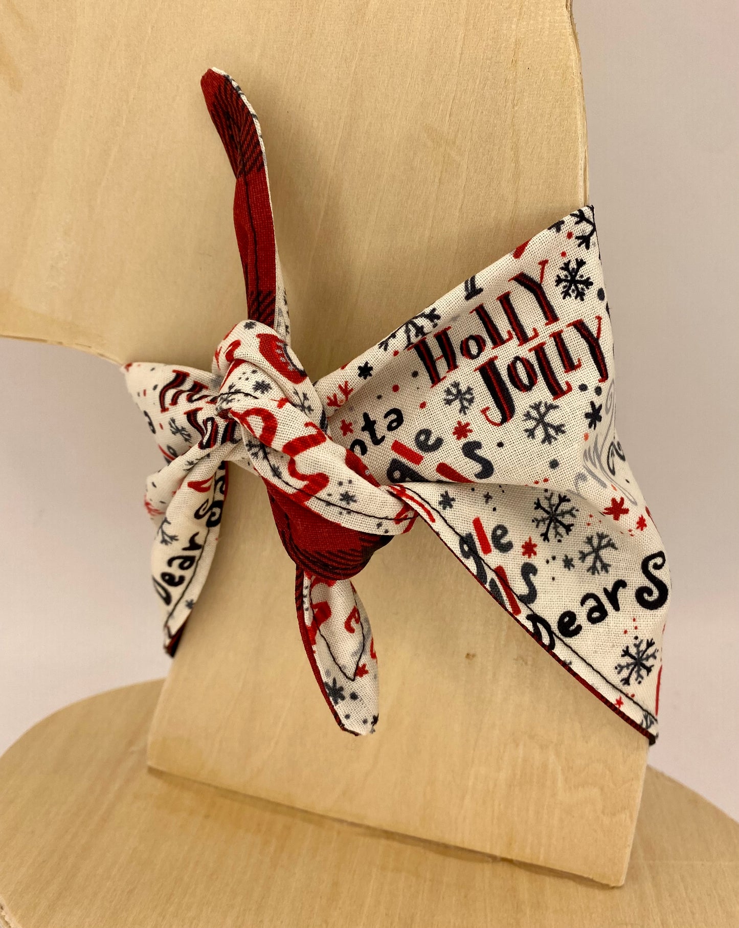 Tie On Dog Bandana, Reversible Dog Bandana, Holly Golly Buffalo Plaid