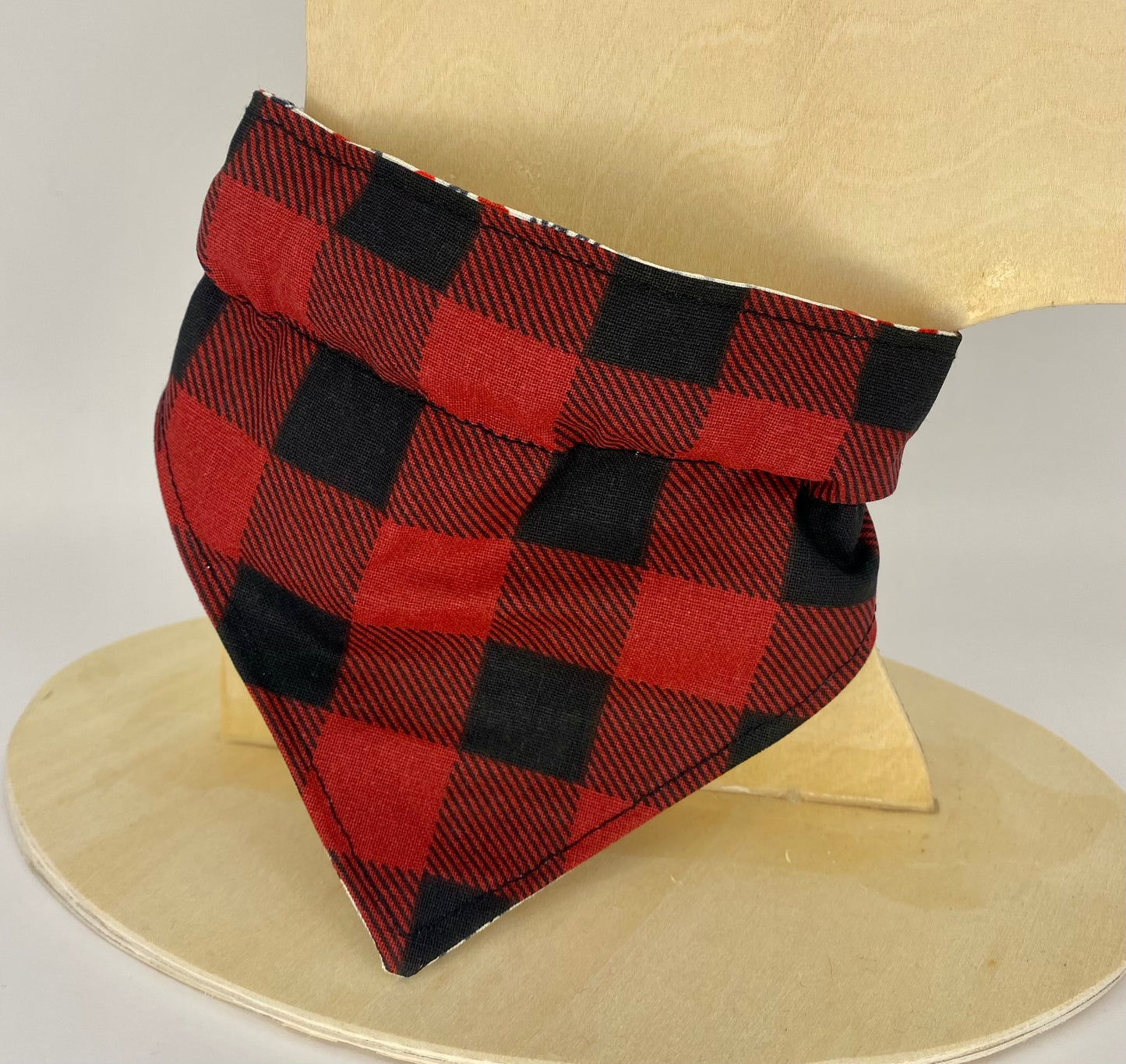Over the Collar Dog Bandana, Reversible Dog Bandana, Holly Golly Buffalo Plaid