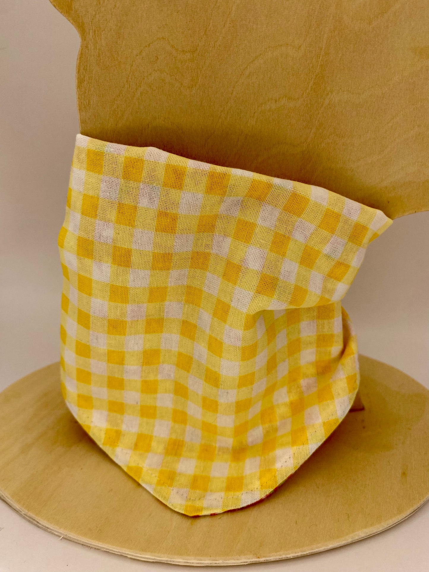 Tie on Dog Bandana, Reversible Dog Bandana, Yellow Plaid Daisies