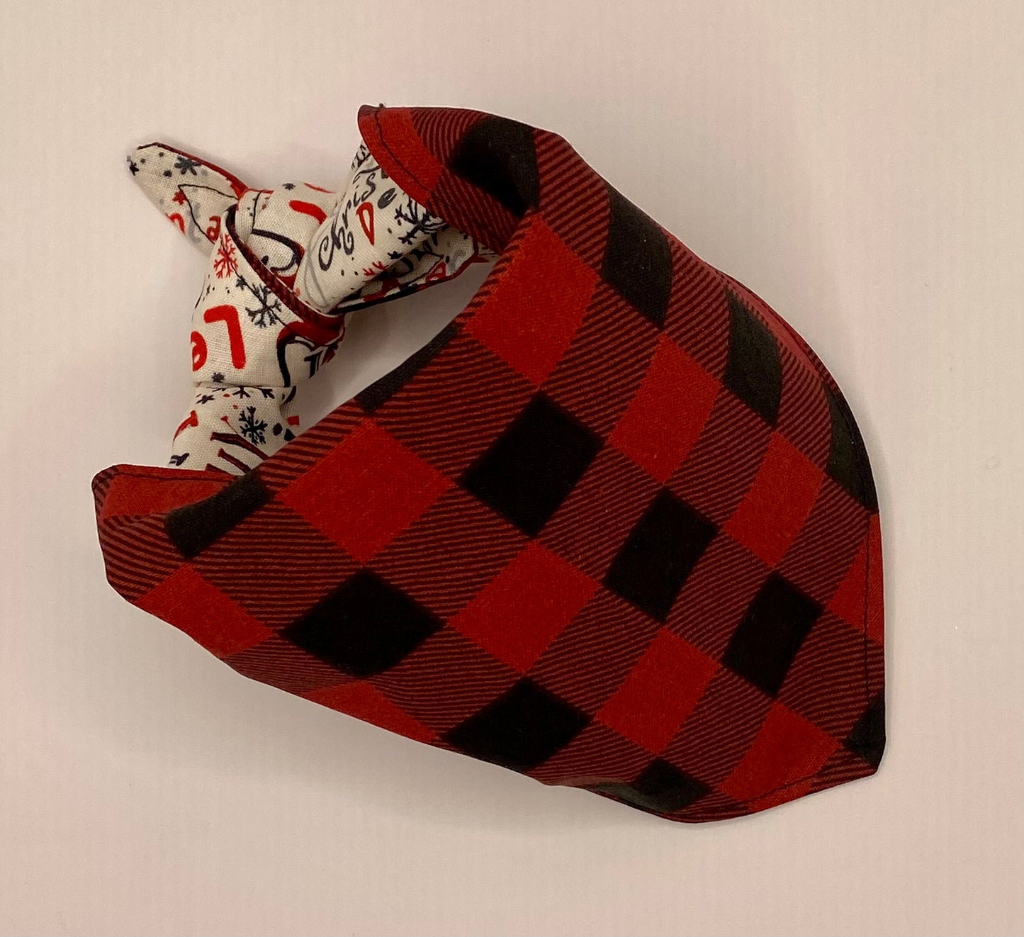 Tie On Dog Bandana, Reversible Dog Bandana, Holly Golly Buffalo Plaid