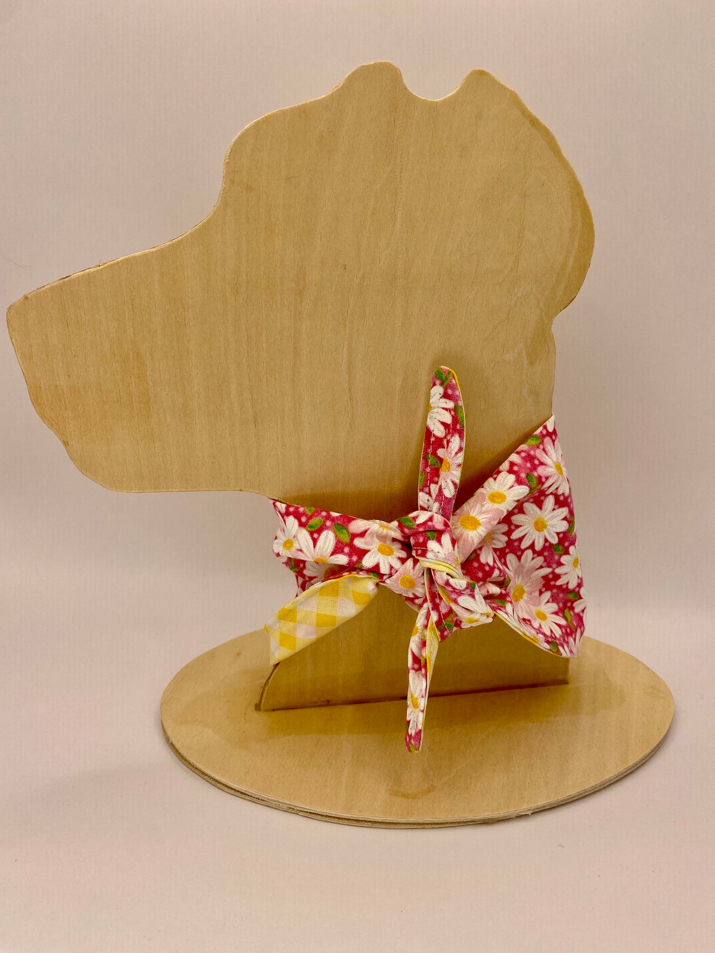 Tie on Dog Bandana, Reversible Dog Bandana, Yellow Plaid Daisies