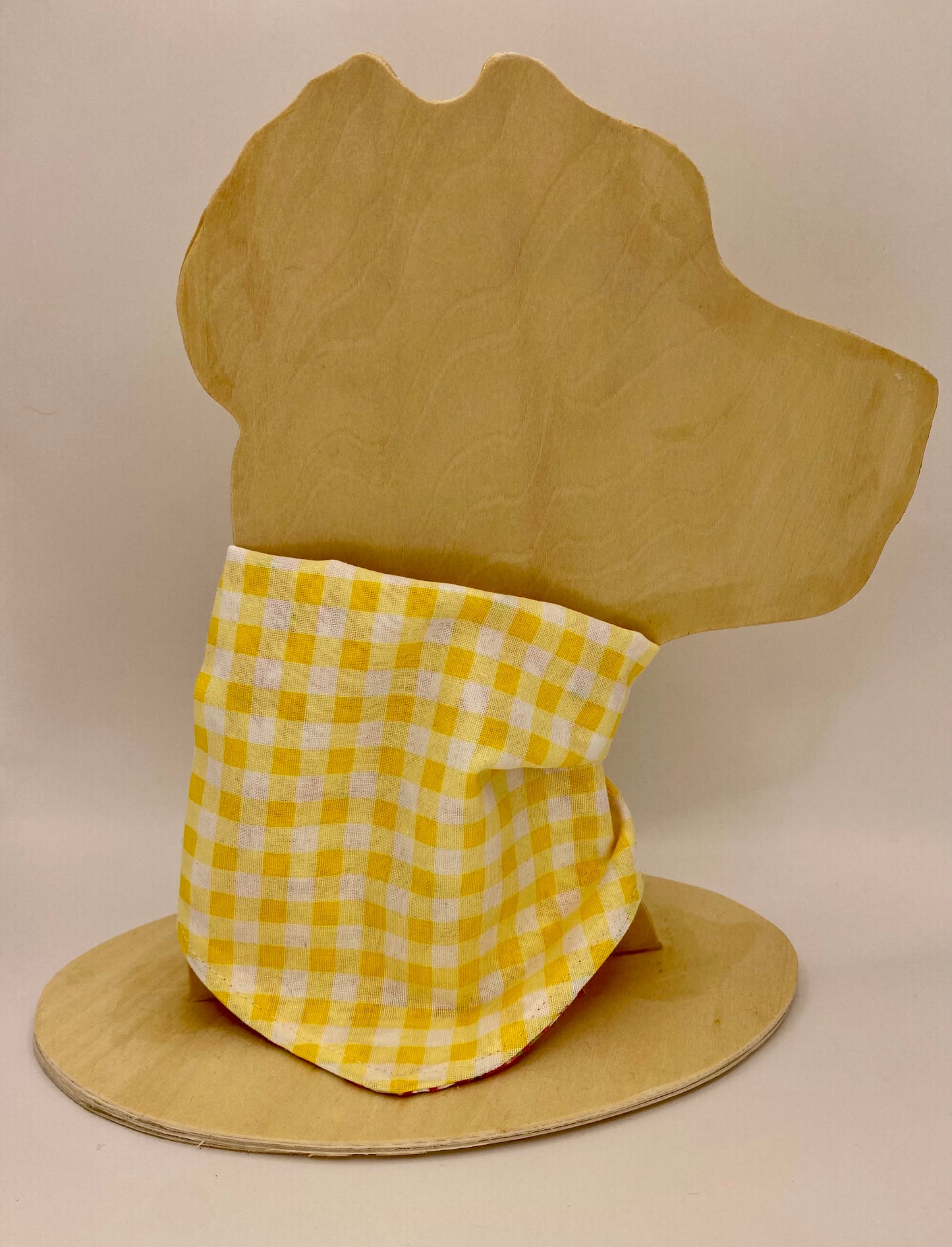 Tie on Dog Bandana, Reversible Dog Bandana, Yellow Plaid Daisies