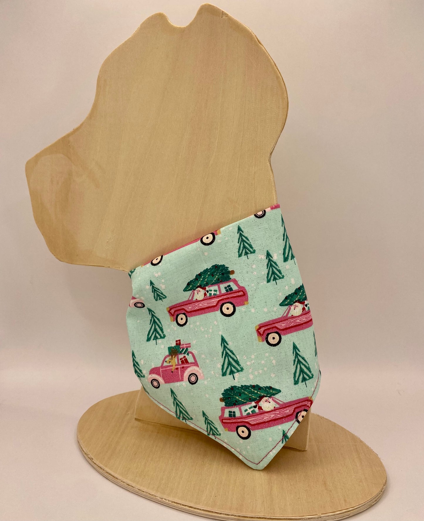 Tie On Dog Bandana, Reversible Dog Bandana, Glitter Gingerbread Houses & Cars