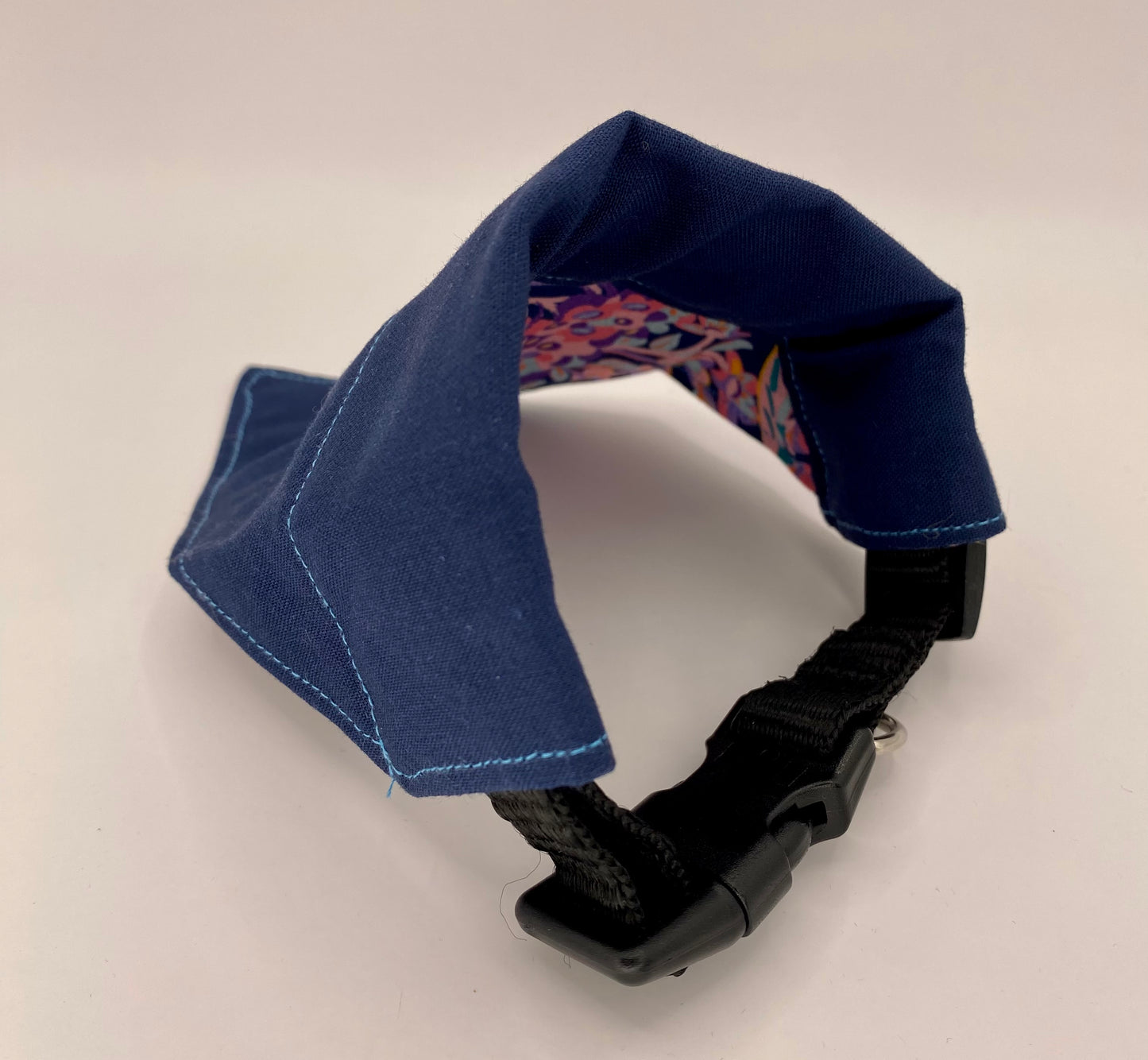 Over the Collar Dog Bandana, Reversible Dog Bandana, Navy Flowers