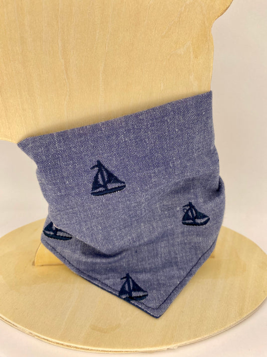 Tie On Dog Bandana, Reversible Dog Bandana, Sail Boats