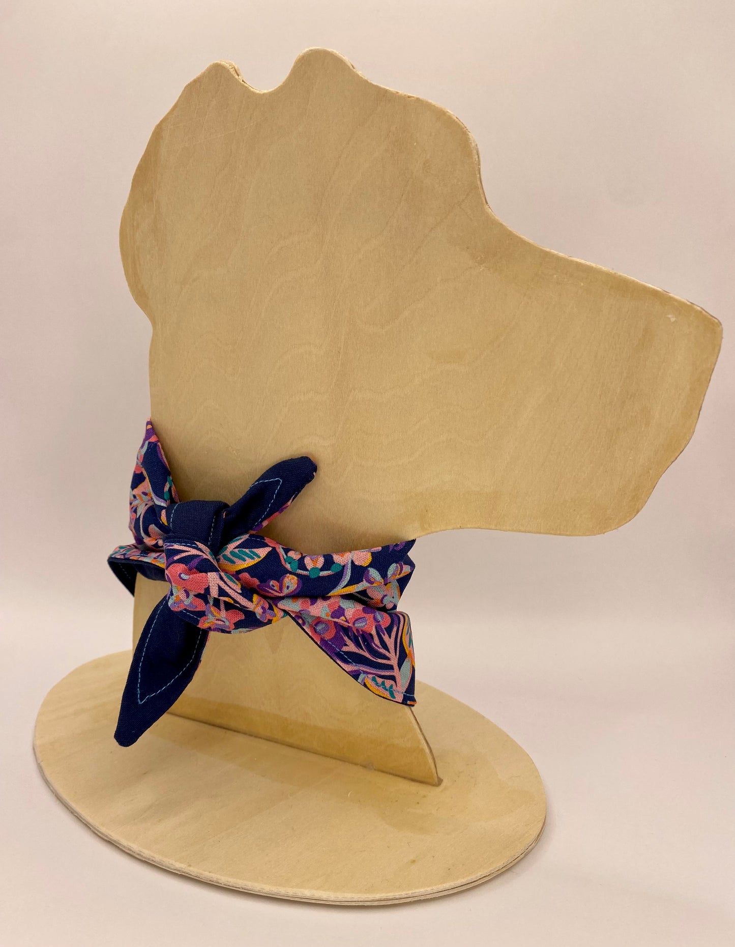 Tie on Dog Bandana, Reversible Dog Bandana, Navy Flowers