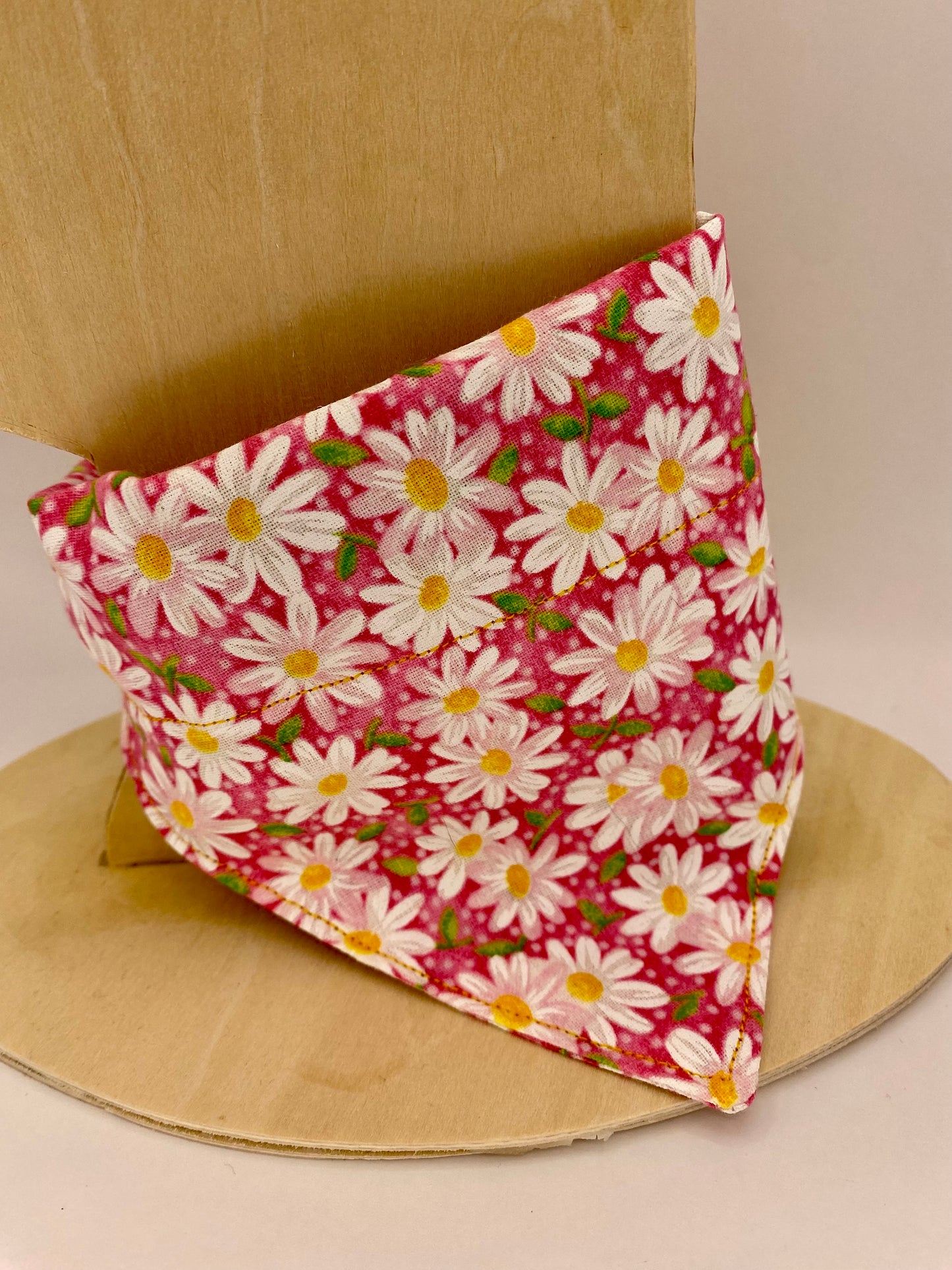 Over the Collar Dog Bandana, Reversible Dog Bandana, Daisies & Yellow Plaid