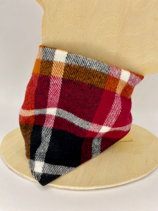 Tie on Dog Bandana, Reversible Dog Bandana, Thanksgiving Plaid