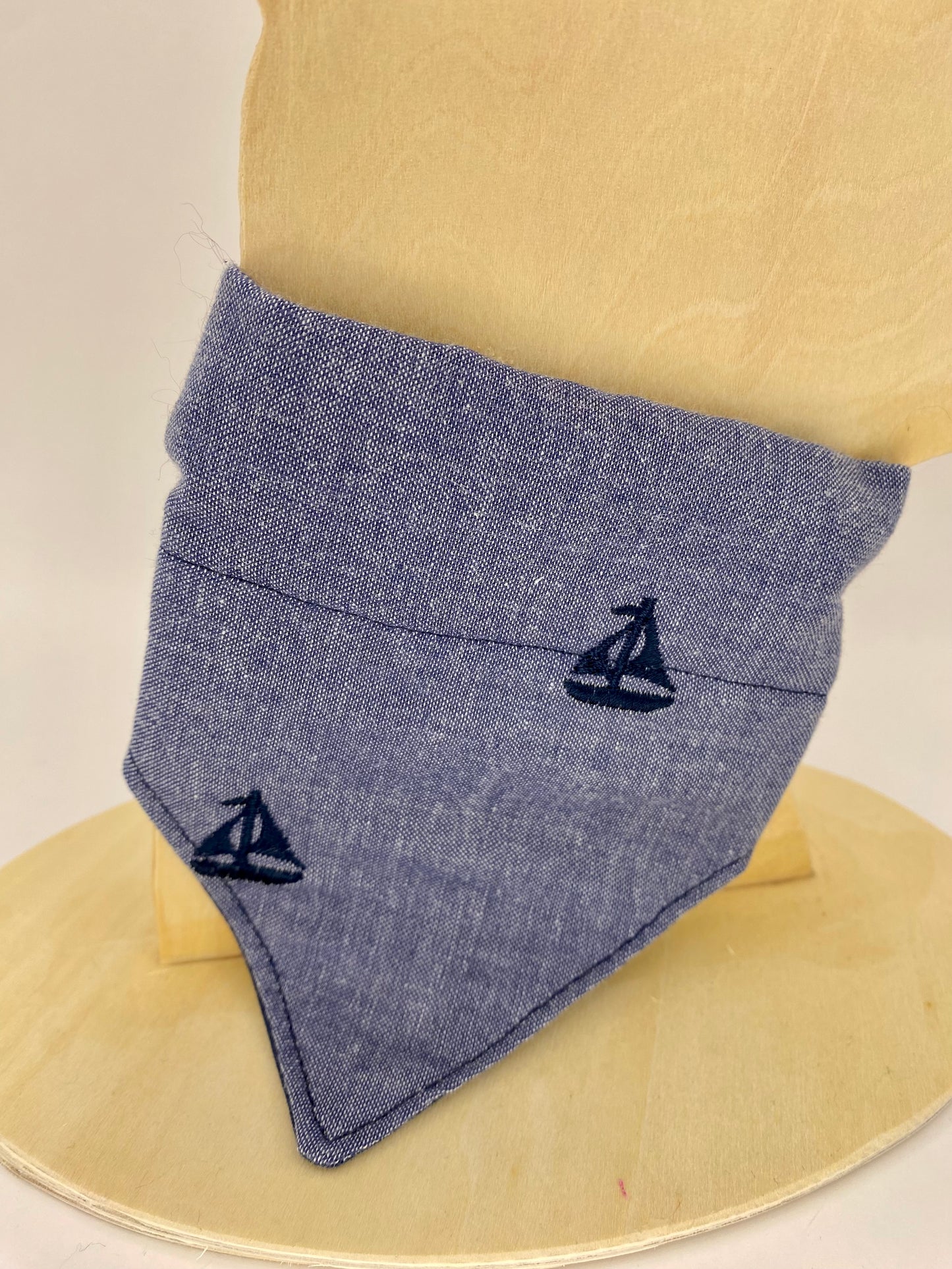 Over the Collar Dog Bandana, Reversible Dog Bandana, Sail Boats