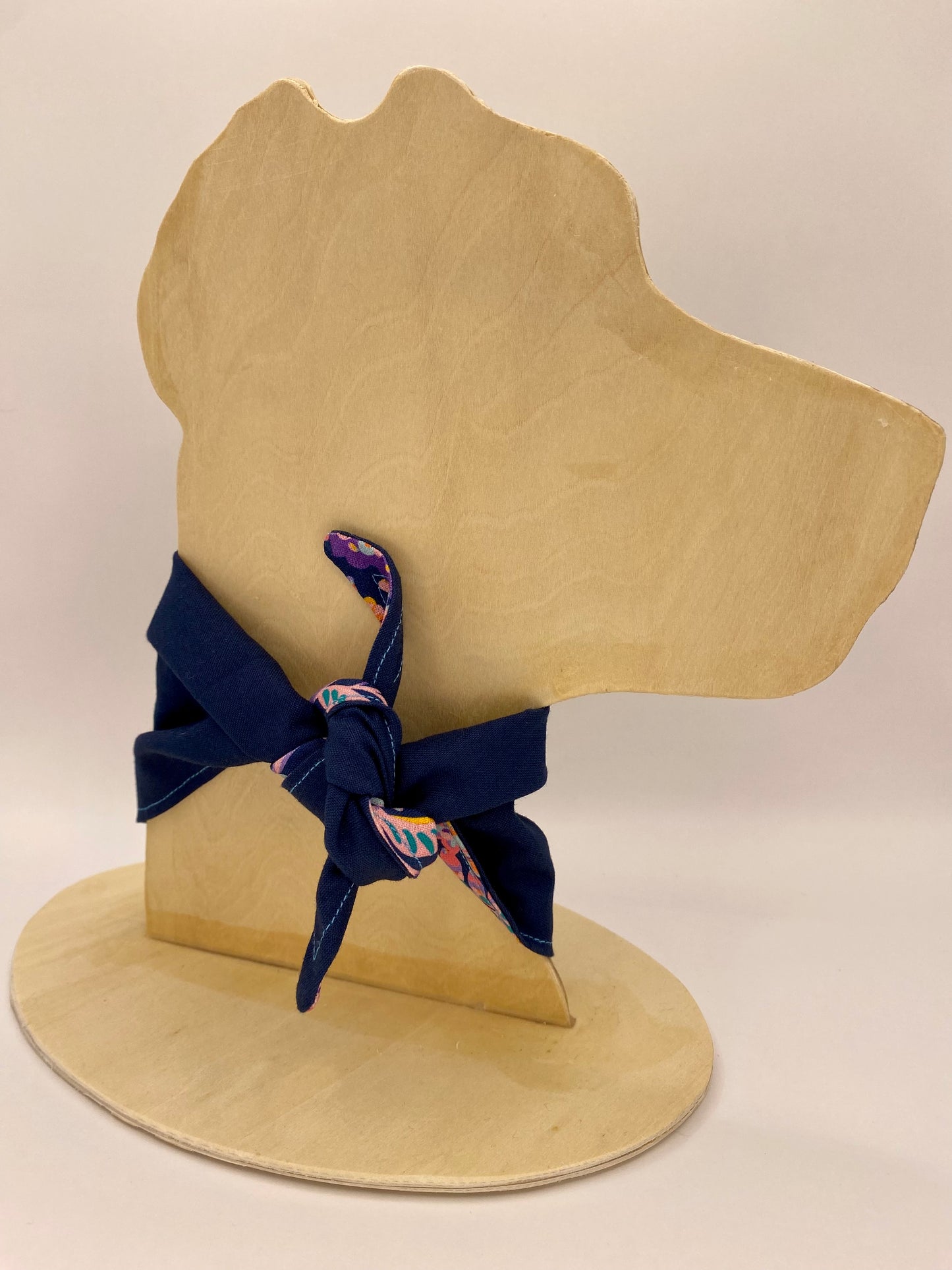 Tie on Dog Bandana, Reversible Dog Bandana, Navy Flowers