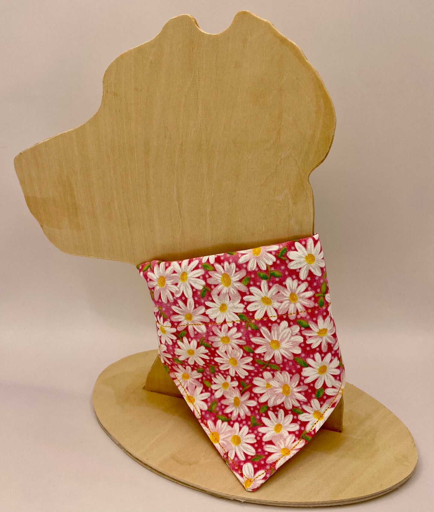Over the Collar Dog Bandana, Reversible Dog Bandana, Daisies & Yellow Plaid