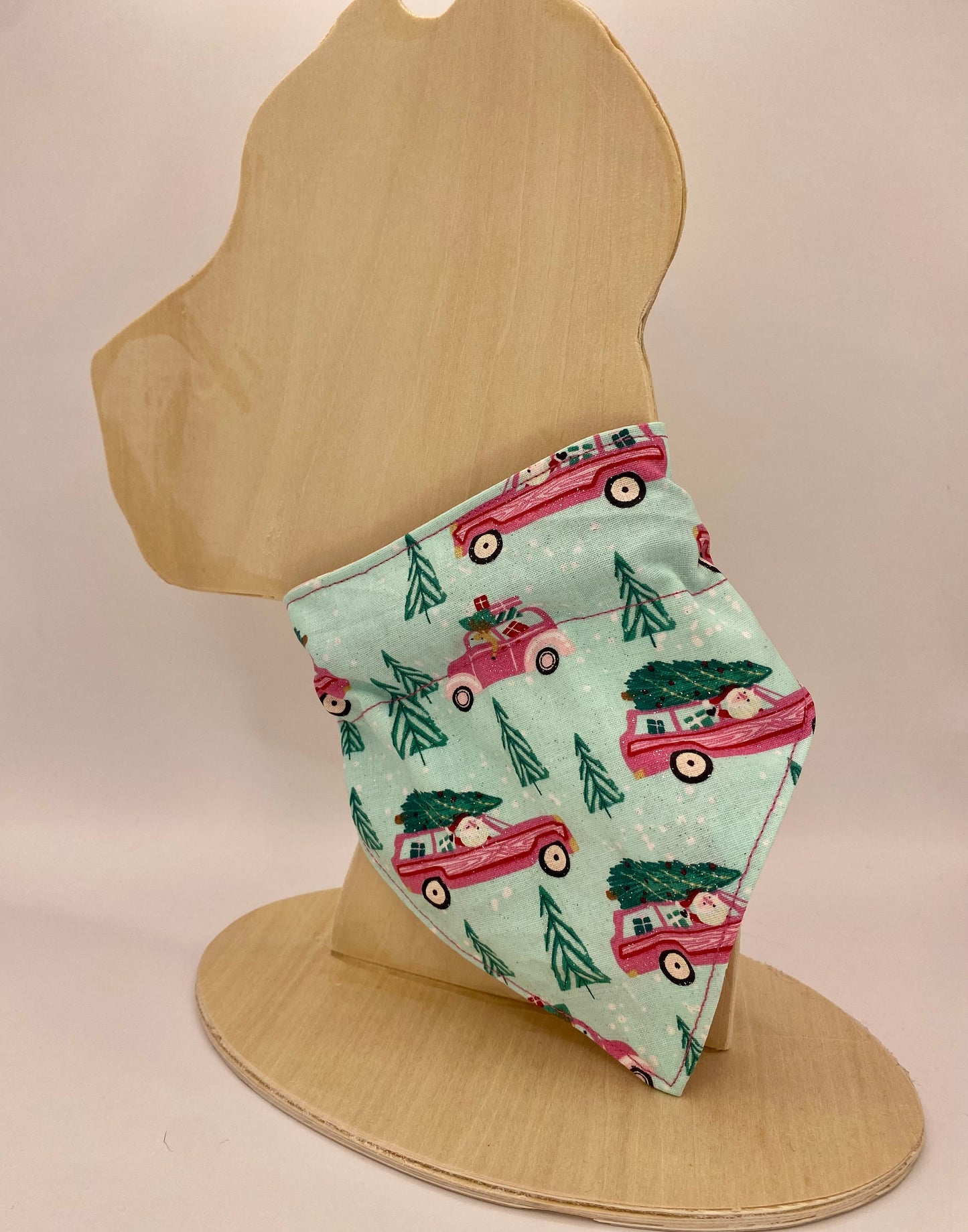 Over the Collar Dog Bandana, Reversible Dog Bandana, Glitter Gingerbread houses & Cars