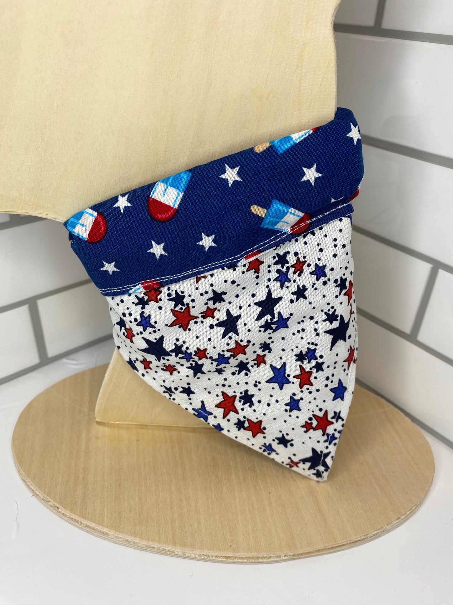 Over the Collar Dog Bandana, Reversible Dog Bandana, Popsicles & Stars