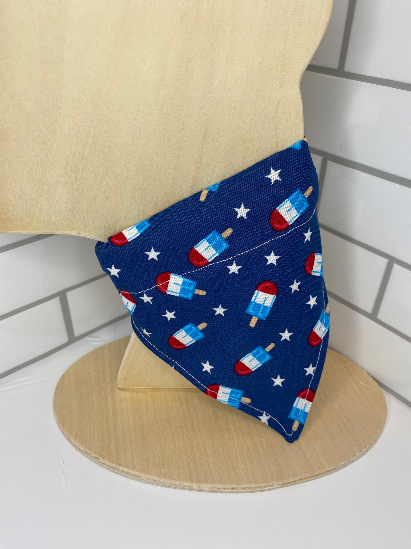 Over the Collar Dog Bandana, Reversible Dog Bandana, Popsicles & Stars