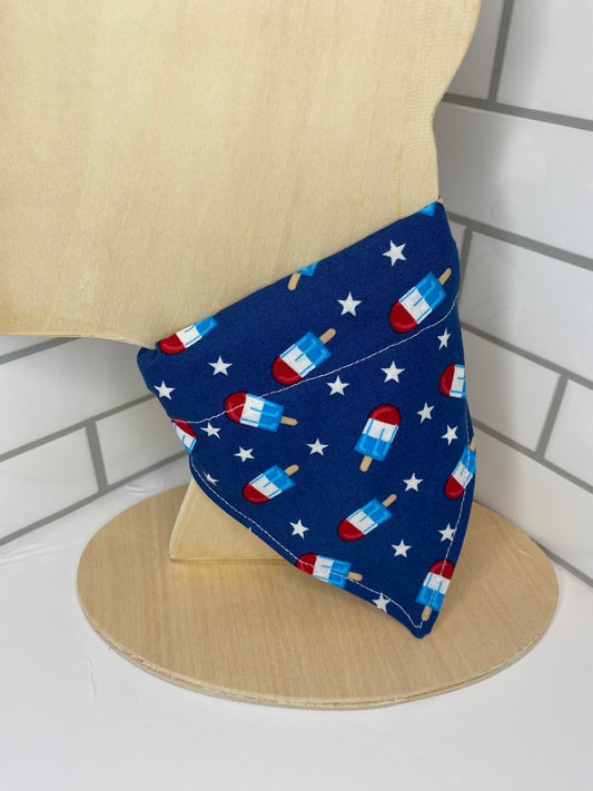 Over the Collar Dog Bandana, Reversible Dog Bandana, Popsicles & Stars