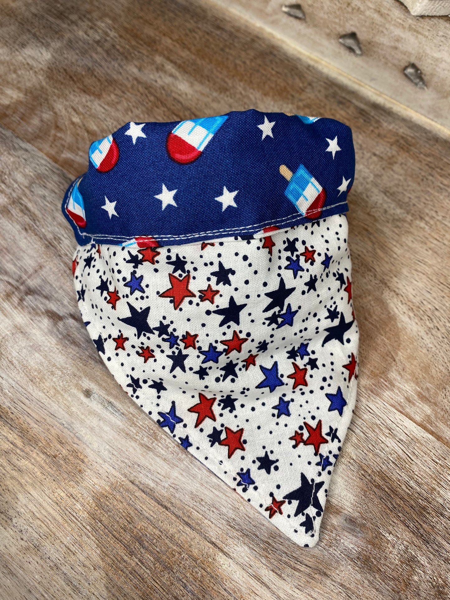 Over the Collar Dog Bandana, Reversible Dog Bandana, Popsicles & Stars