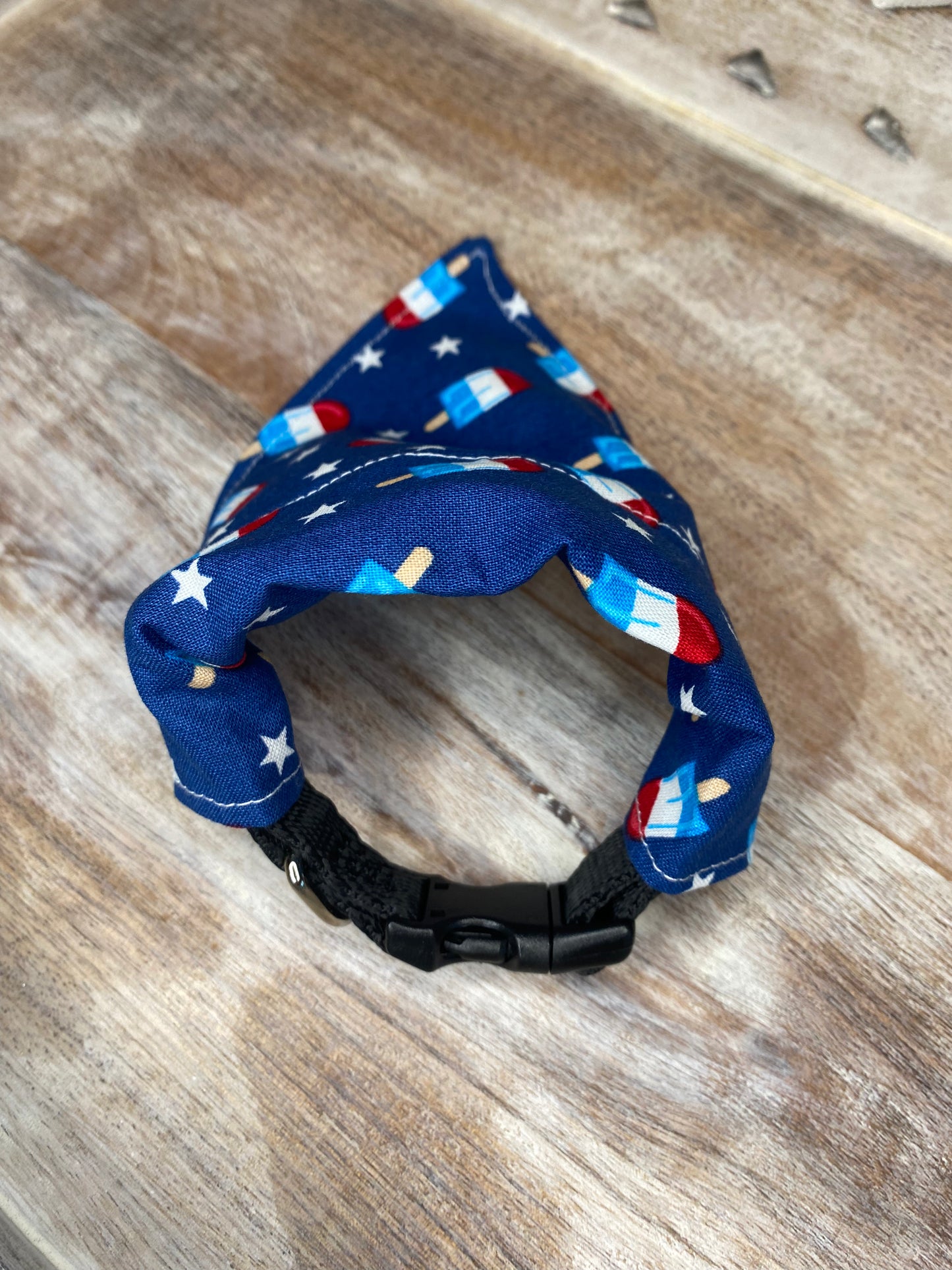 Over the Collar Dog Bandana, Reversible Dog Bandana, Popsicles & Stars