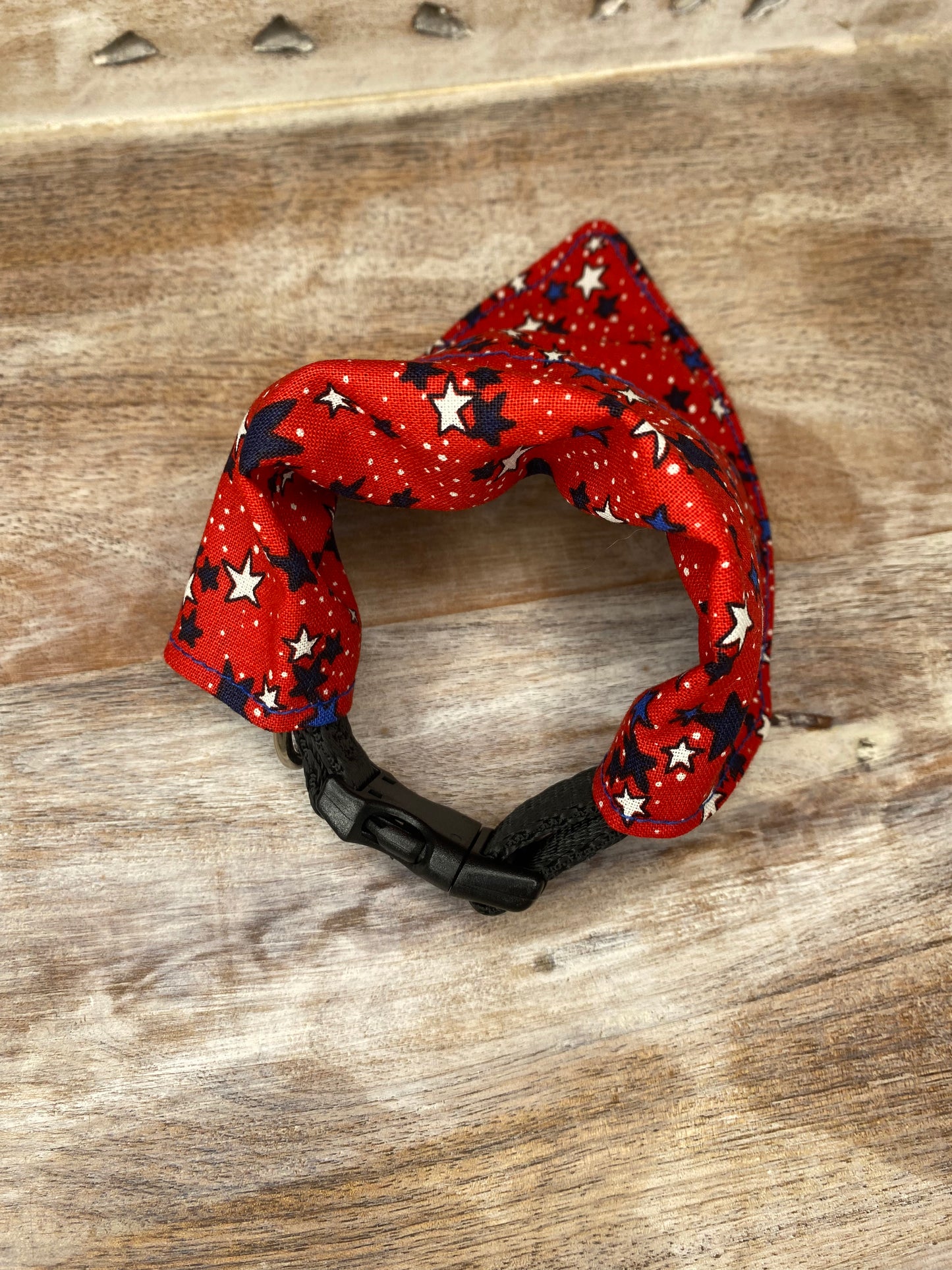 Over the Collar Dog Bandana, Reversible Dog Bandana, Red Stars & Fireworks