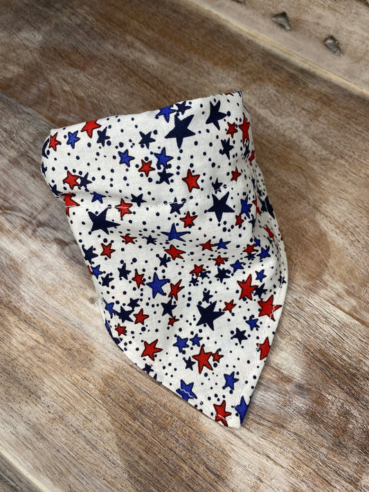 Over the Collar Dog Bandana, Reversible Dog Bandana, White Stars & Popsicles