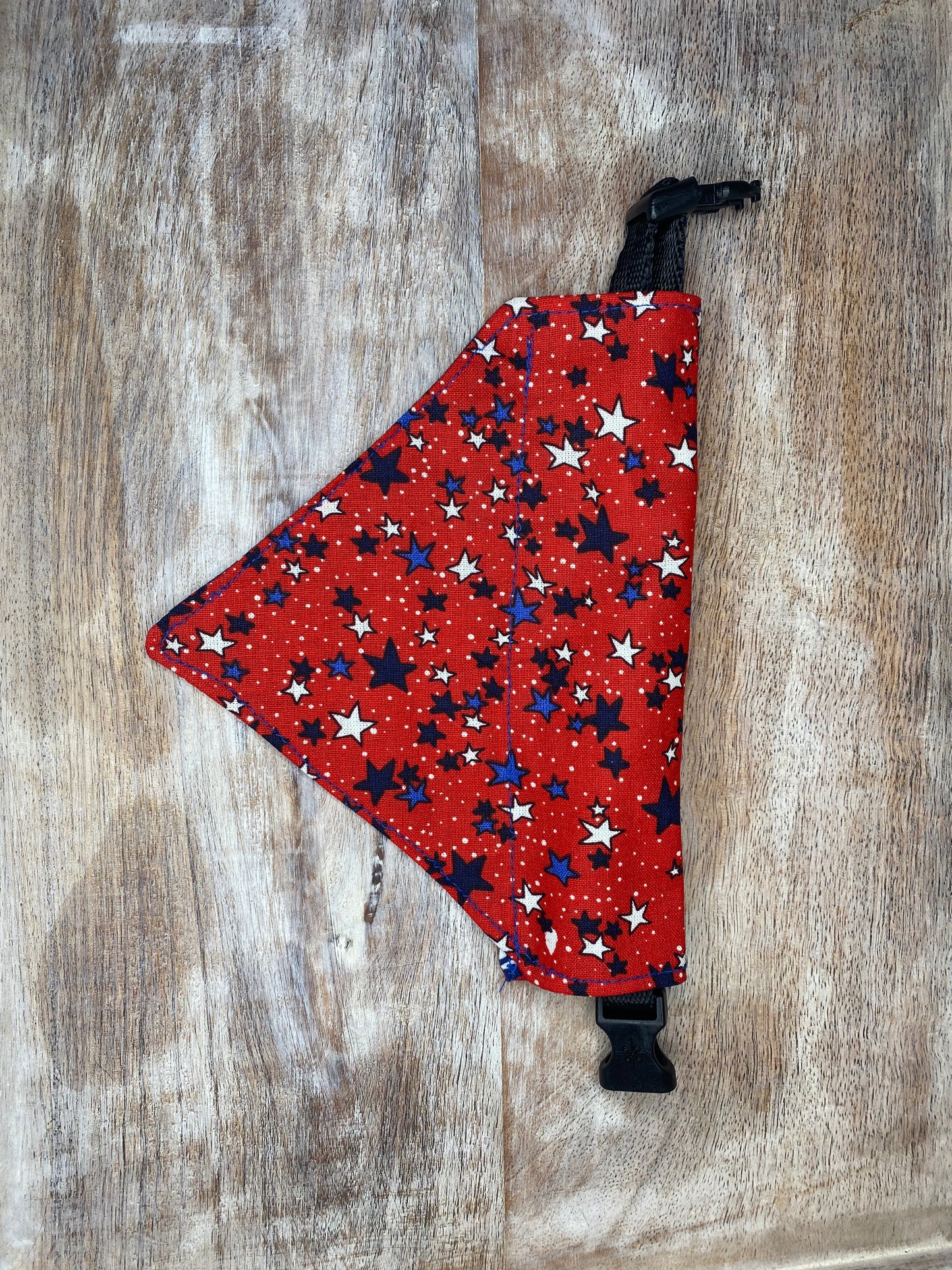 Over the Collar Dog Bandana, Reversible Dog Bandana, Red Stars & Fireworks