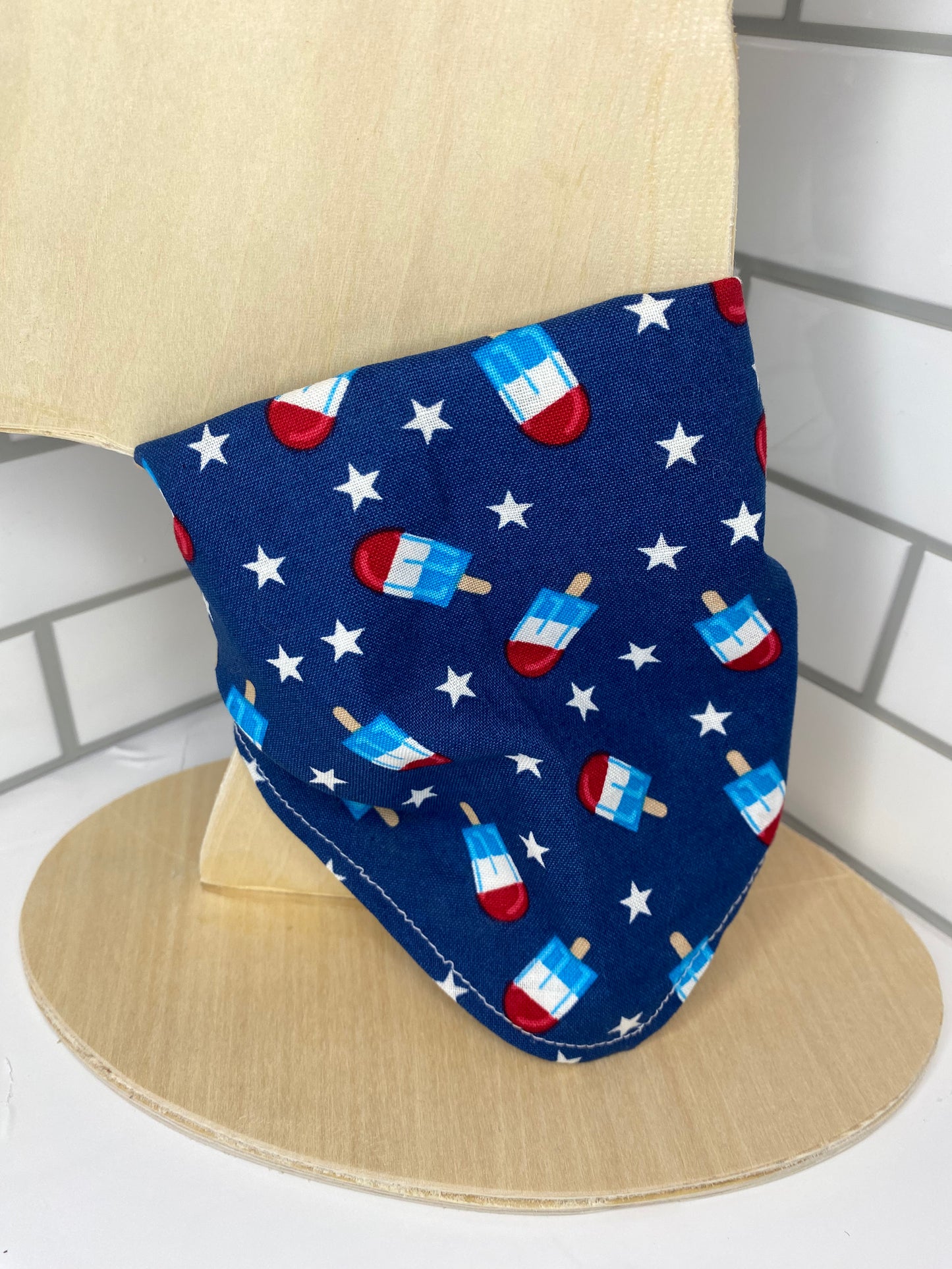Tie on Dog Bandana, Reversible Dog Bandana, Popsicles & Stars
