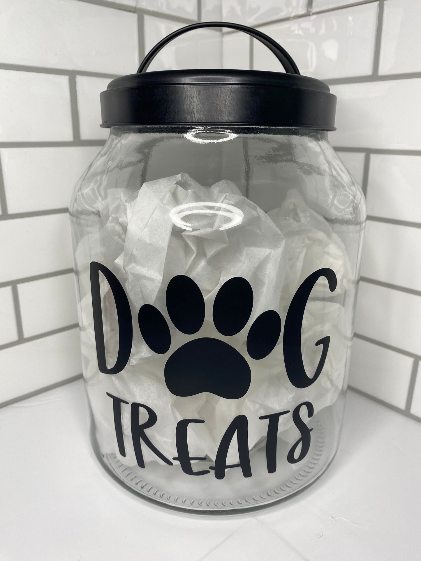 Dog Treat Jar, Large Jar, Dog Paw Treats