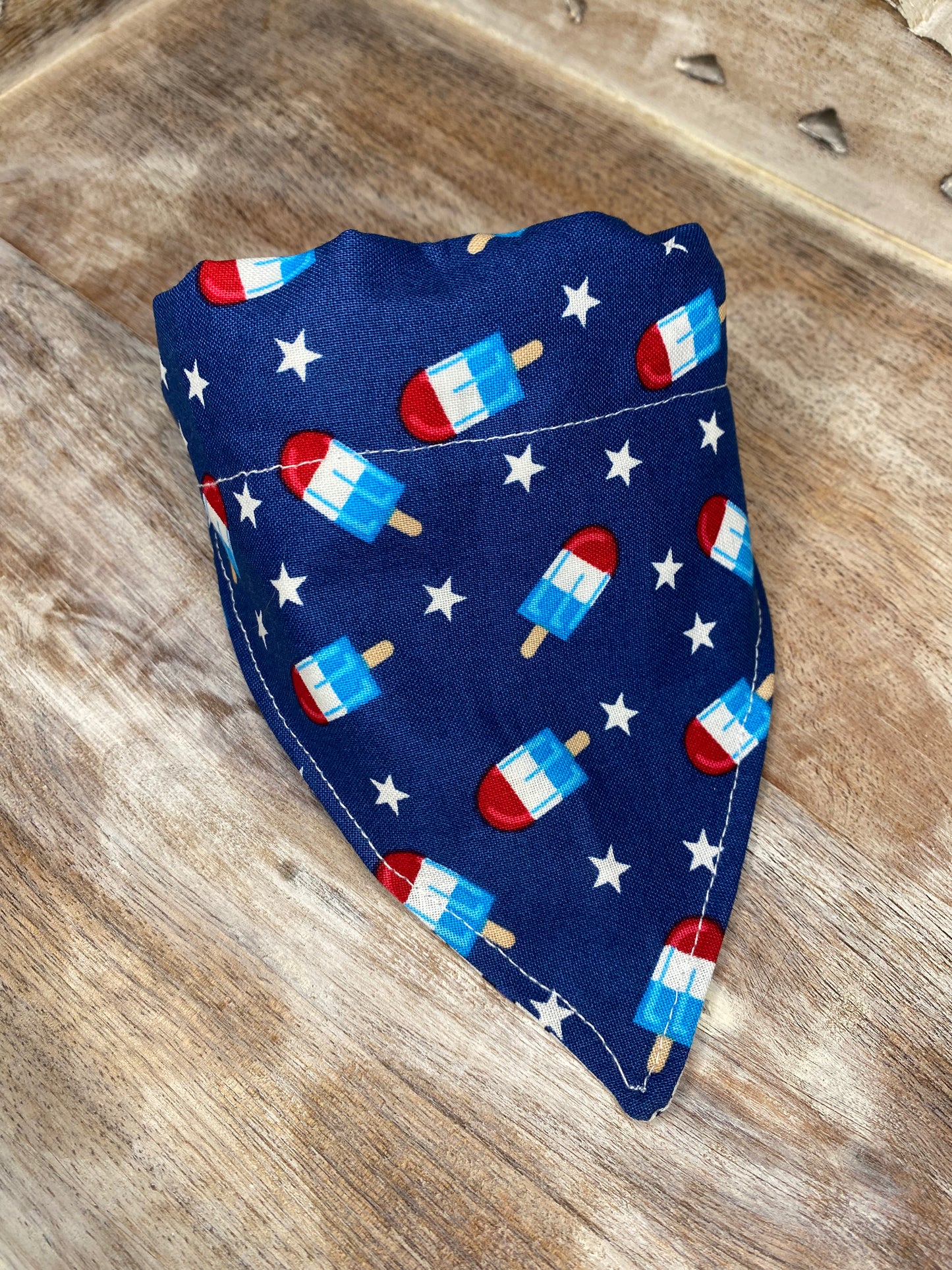 Over the Collar Dog Bandana, Reversible Dog Bandana, Popsicles & Stars