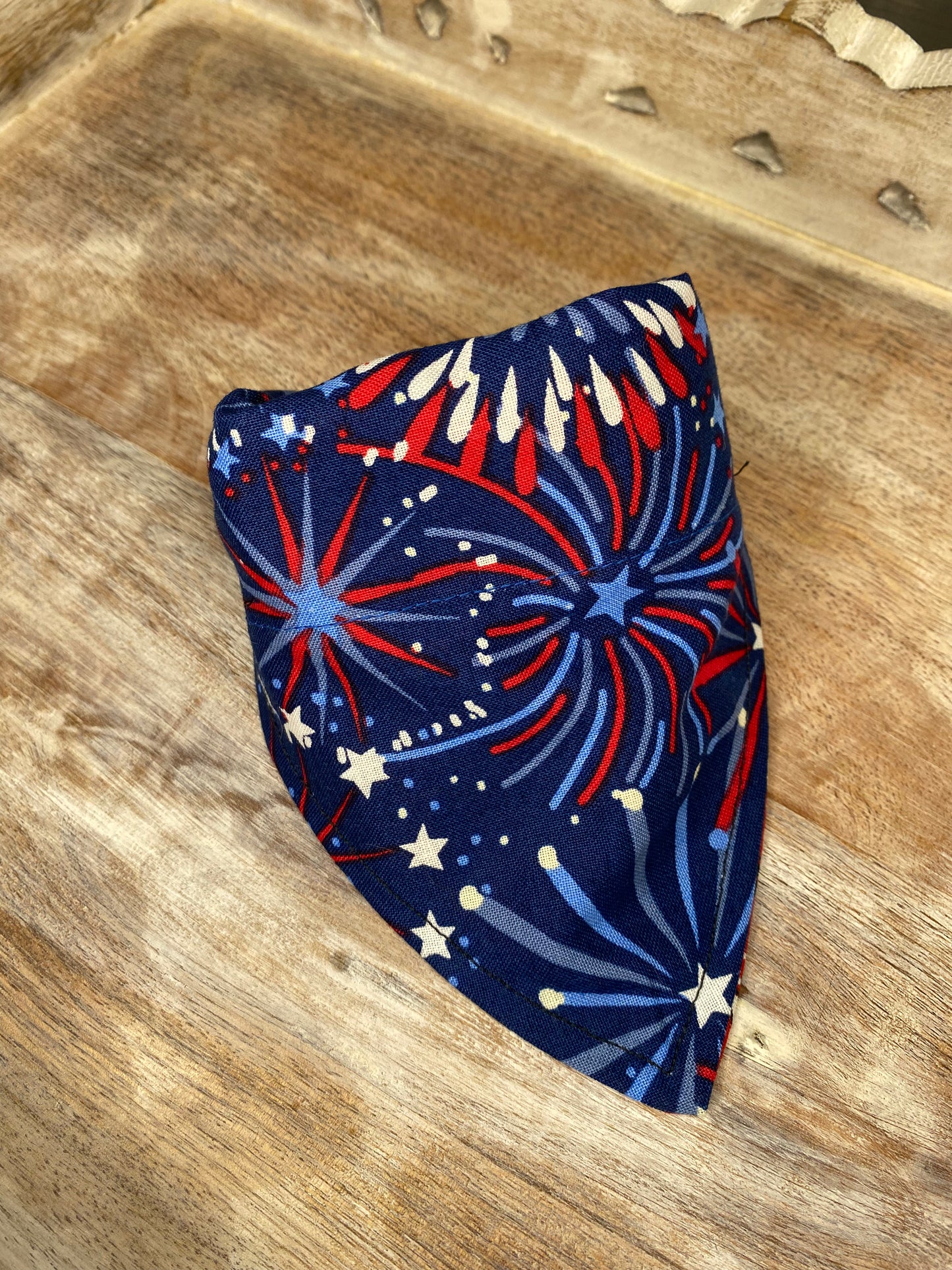 Over the Collar Dog Bandana, Reversible Dog Bandana, Fireworks & Stars