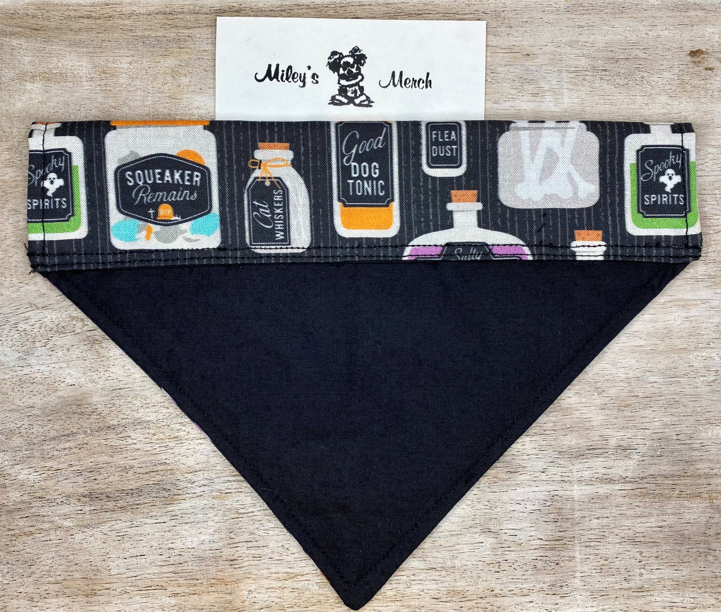 Over the Collar Dog Bandana, Reversible Dog Bandana, Potion Bottles