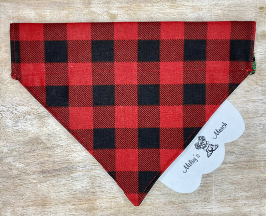 Over the Collar Dog Bandana, Reversible Dog Bandana, Buffalo Plaid & Camper Van Pattern