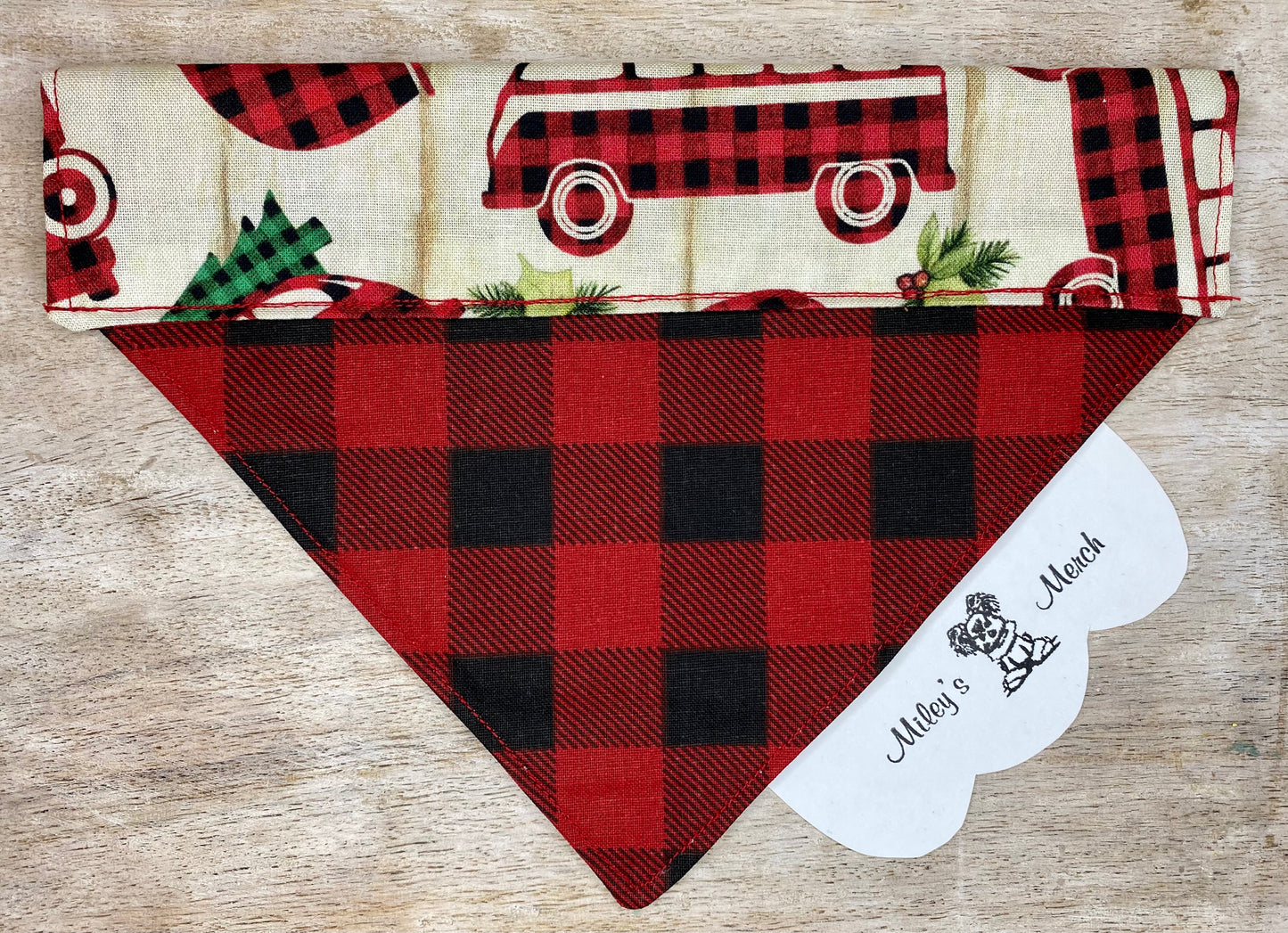 Over the Collar Dog Bandana, Reversible Dog Bandana, Camper Vans & Buffalo Plaid