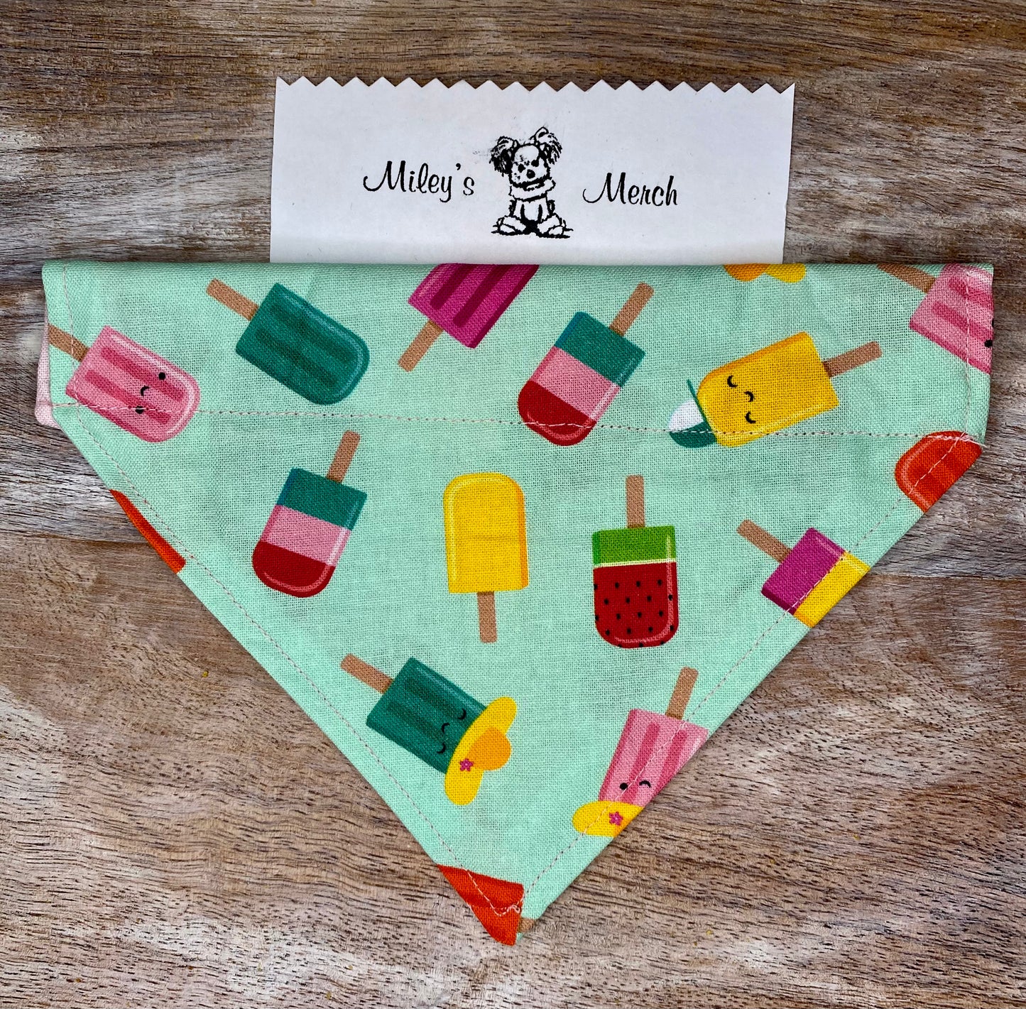 Over the Collar Dog Bandana, Reversible Dog Bandana, Popsicles & Strawberries
