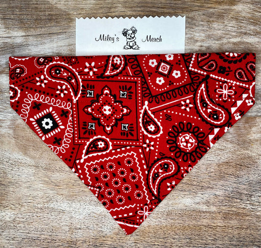 Over the Collar Dog Bandana, Reversible Dog Bandana, Cowboy & Stripes Pattern