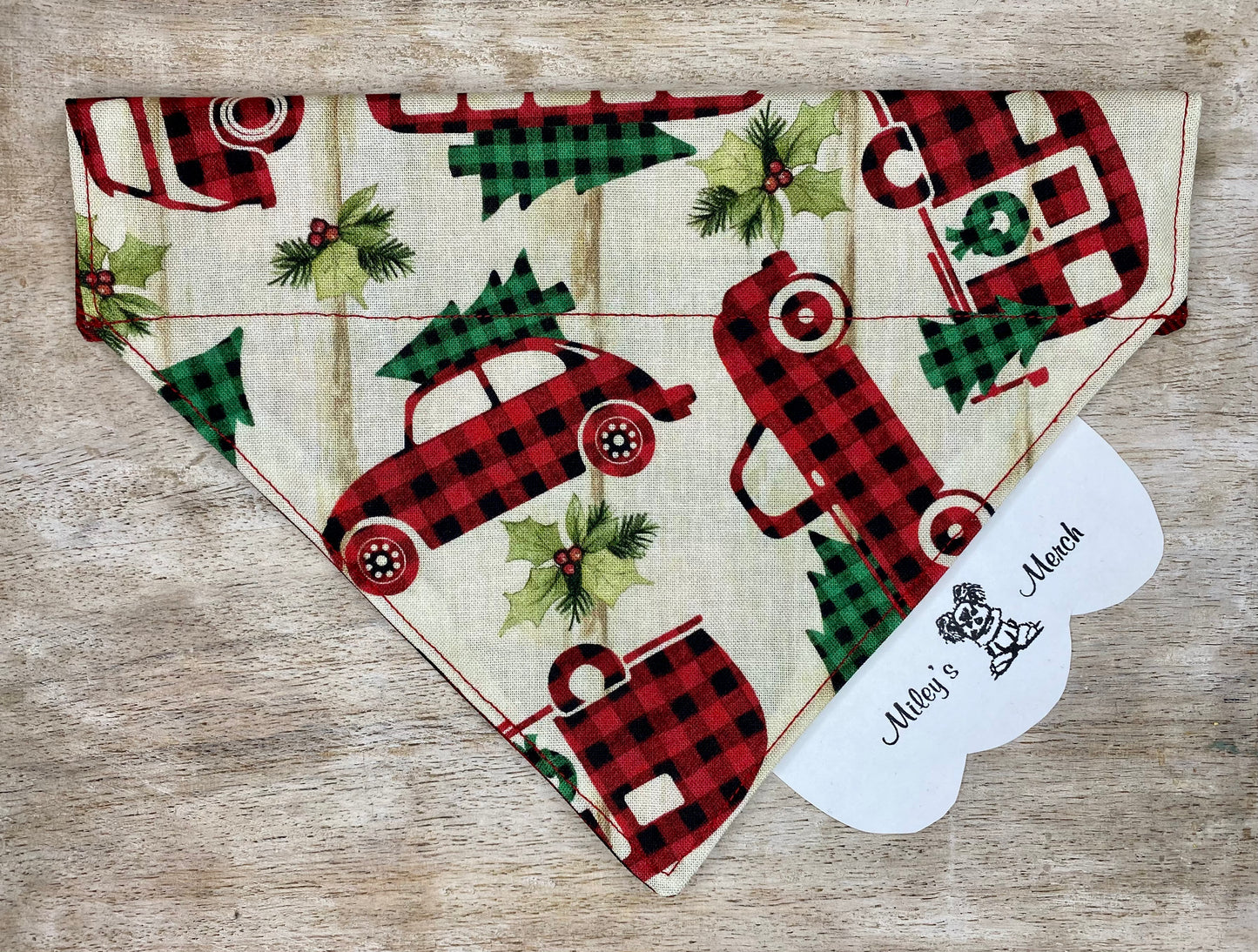 Over the Collar Dog Bandana, Reversible Dog Bandana, Camper Vans & Buffalo Plaid