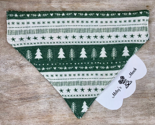 Over the Collar Dog Bandana, Reversible Dog Bandana, Sweater & Foxes