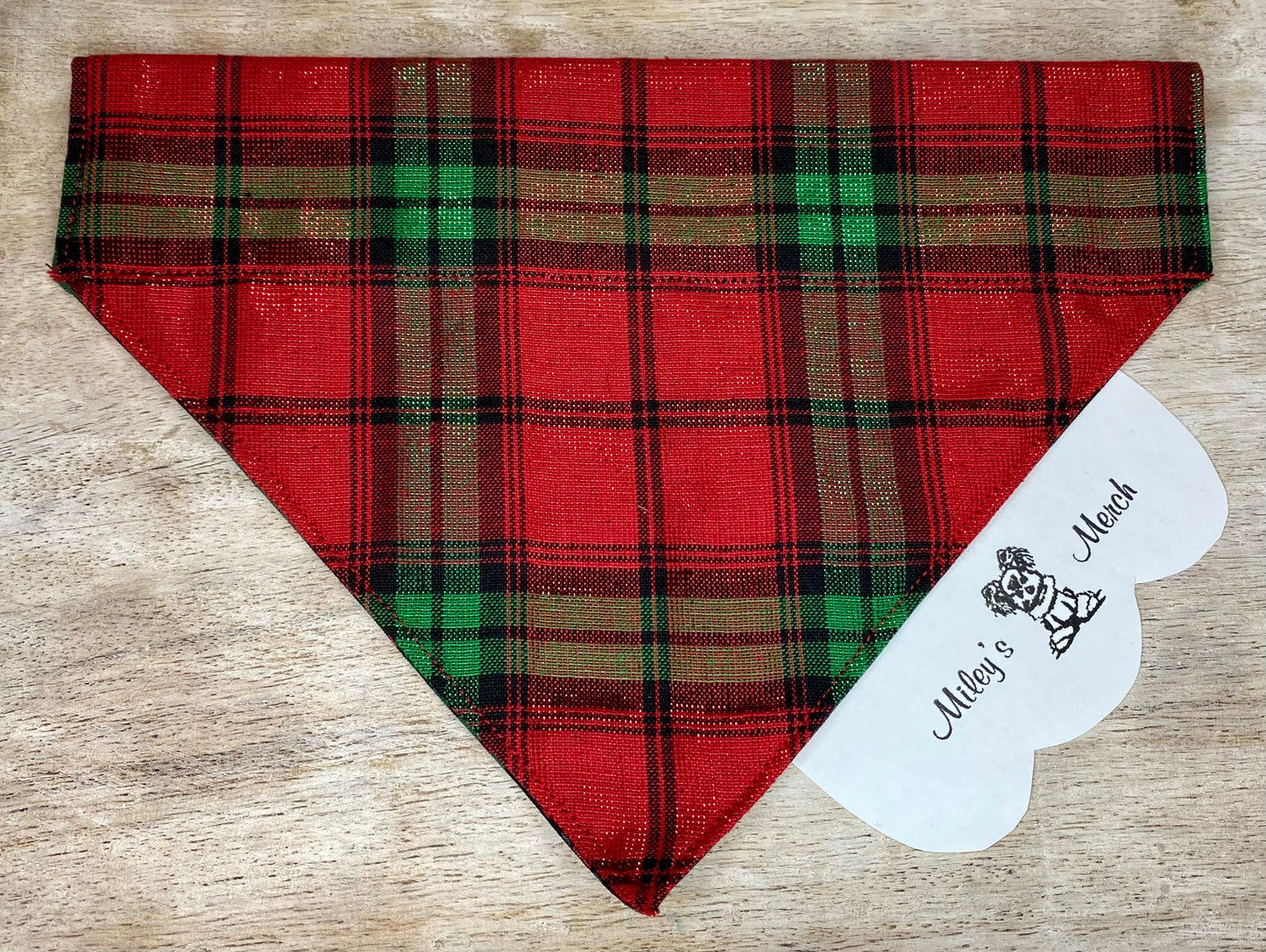 Over the Collar Dog Bandana, Reversible Dog Bandana, Red Plaid & Green Plaid